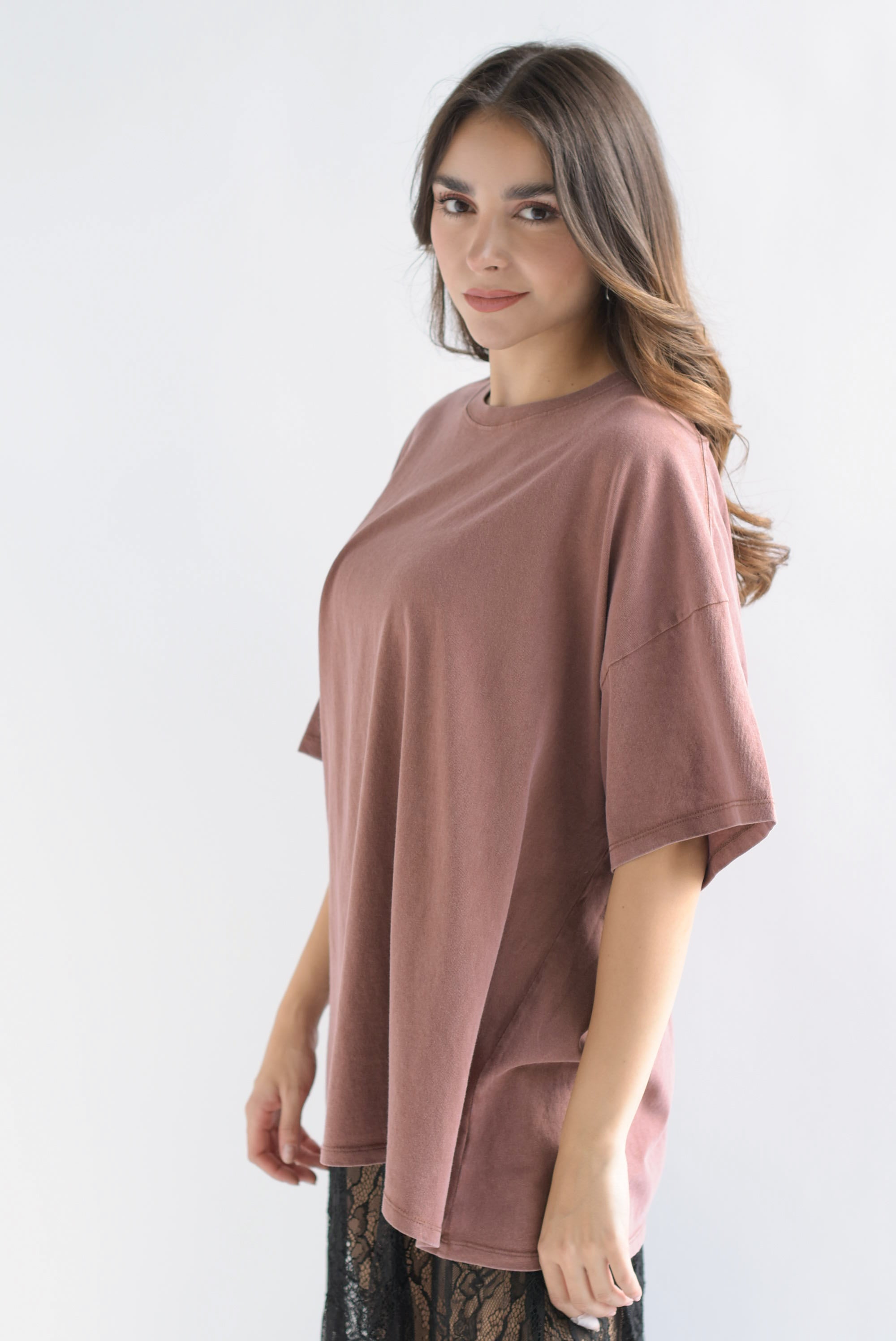 T-Shirt holgada deslavada Marrón