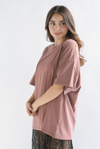 Fashion Styled T-Shirt holgada deslavada Marrón