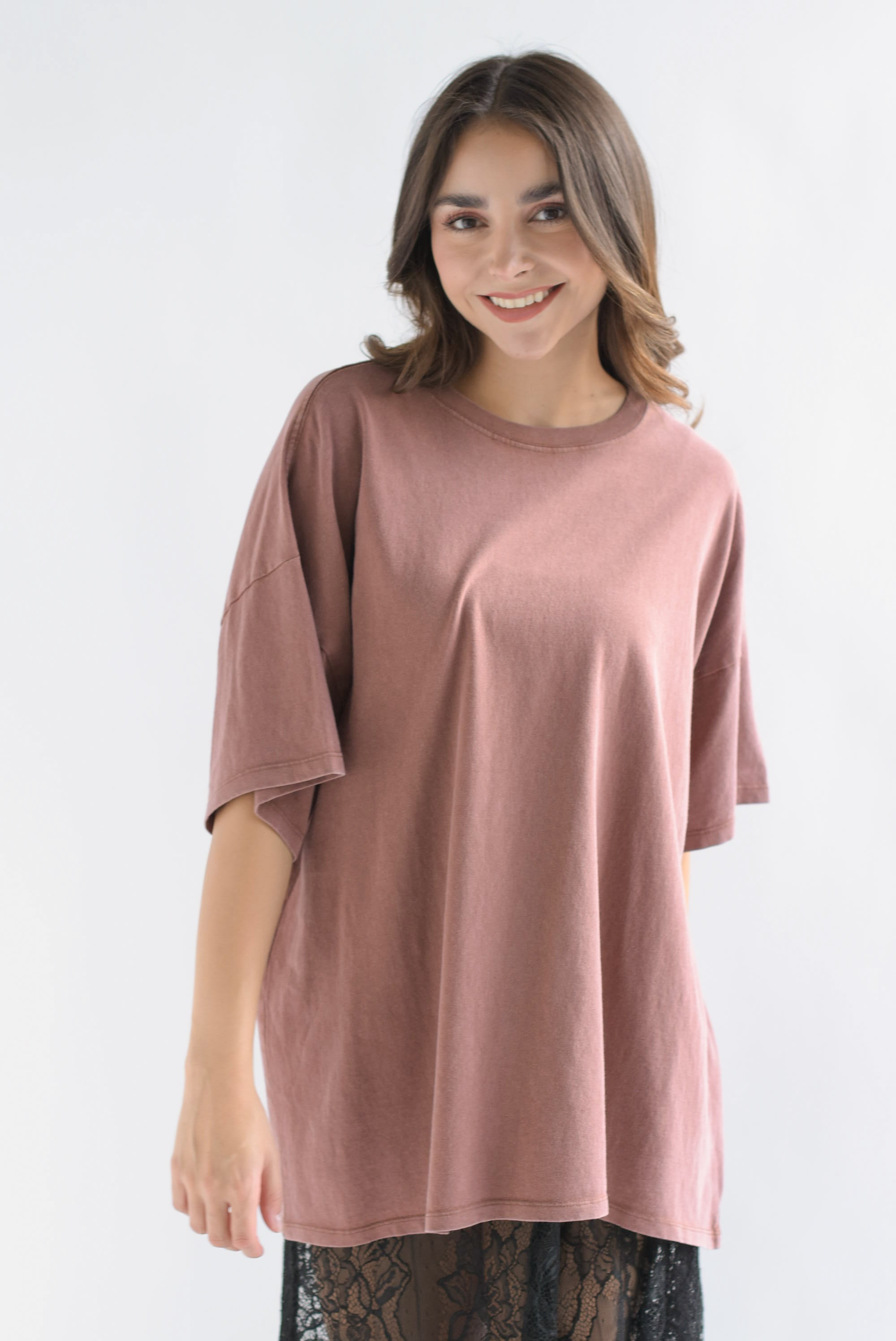 T-Shirt holgada deslavada Marrón