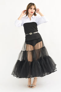 Fashion Styled Set Falda tulle y Camisa con Corset Negro