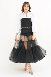 Fashion Styled Set Falda tulle y Camisa con Corset Negro