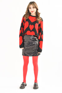 Fashion Styled Sweater corazones Rojo con Negro