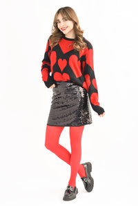 Fashion Styled Sweater corazones Rojo con Negro