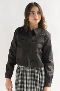 Fashion Styled Camisa crop lazos Negra