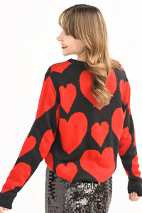 Fashion Styled Sweater corazones Rojo con Negro