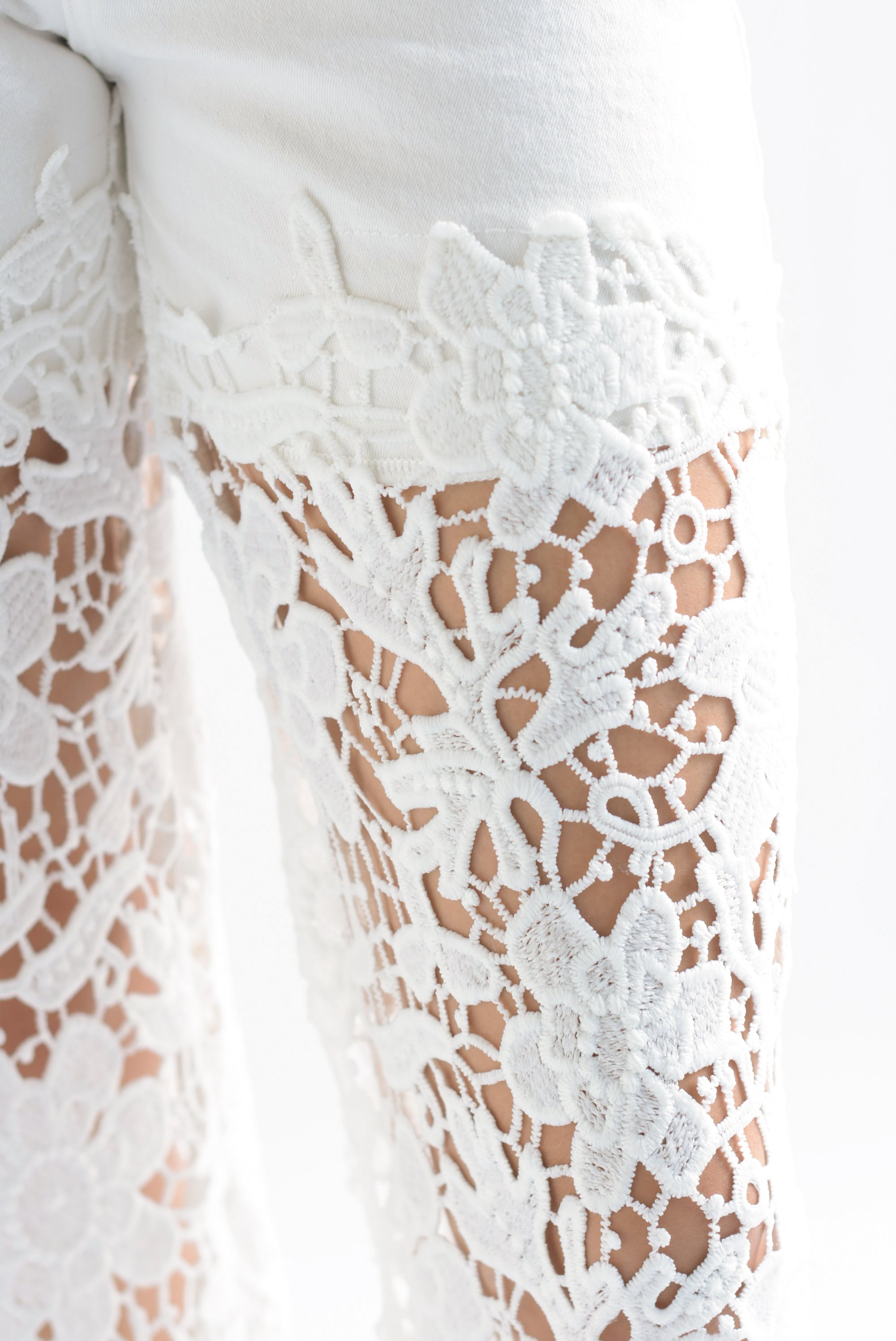 Jeans piernas encaje Denim Blanco