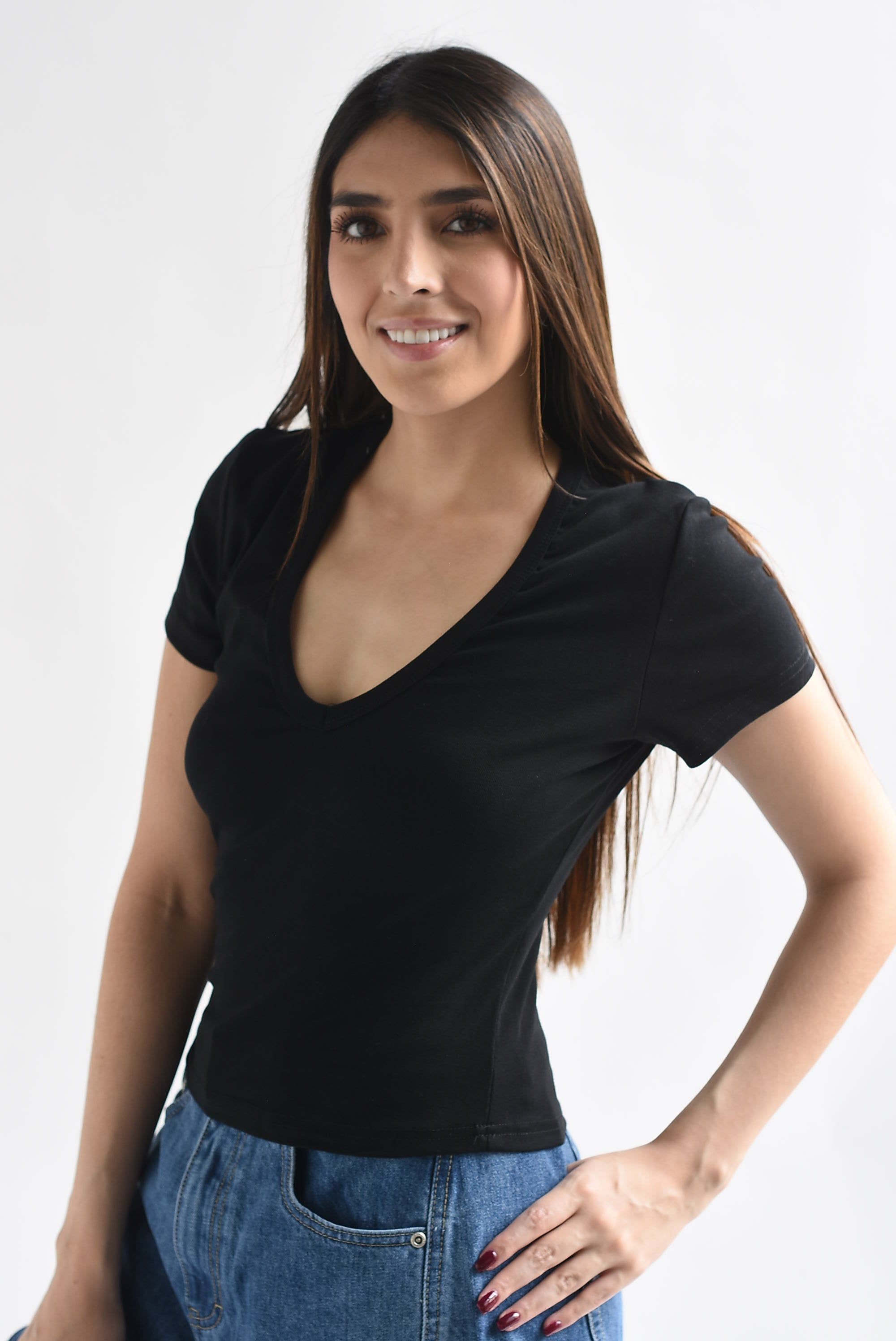 T-Shirt crop cuello V