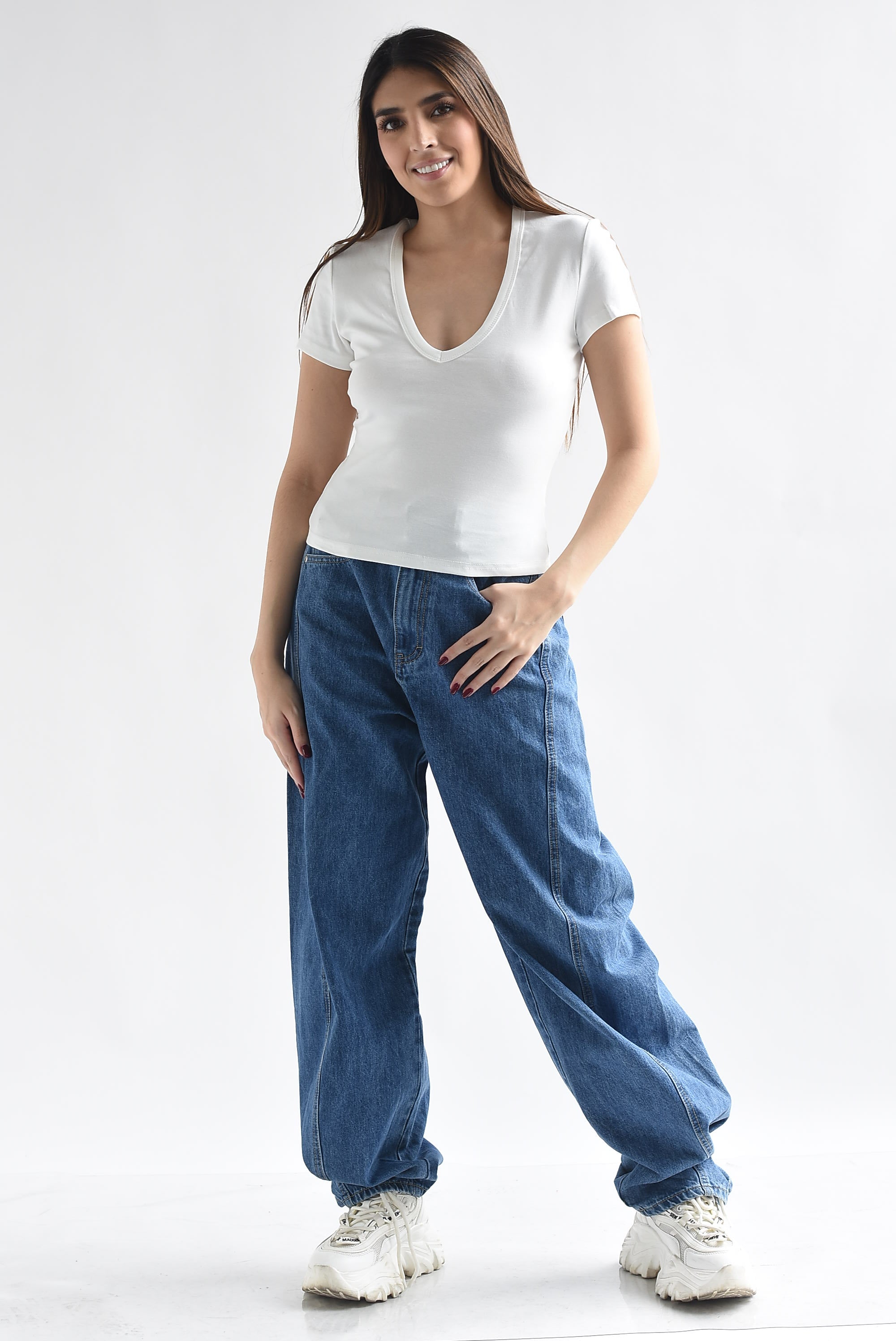 T-Shirt crop cuello V