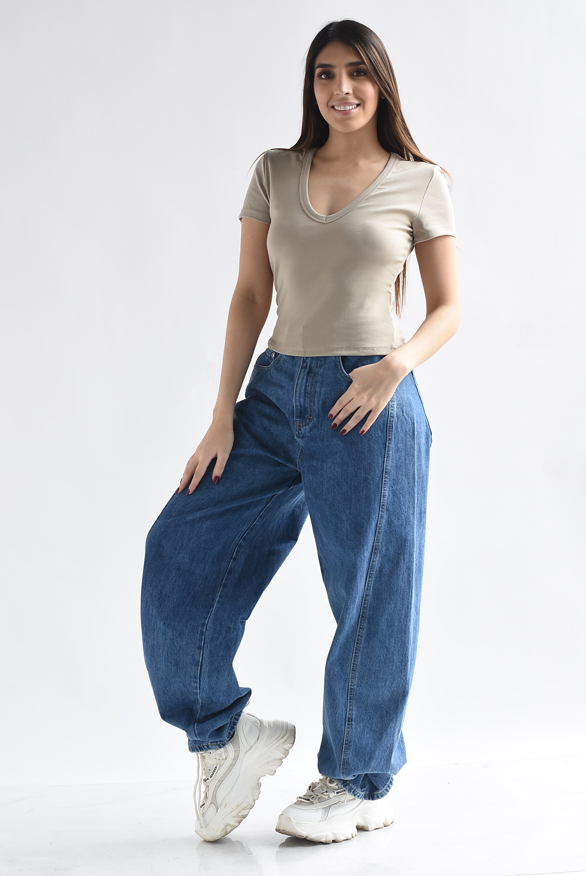 T-Shirt crop cuello V