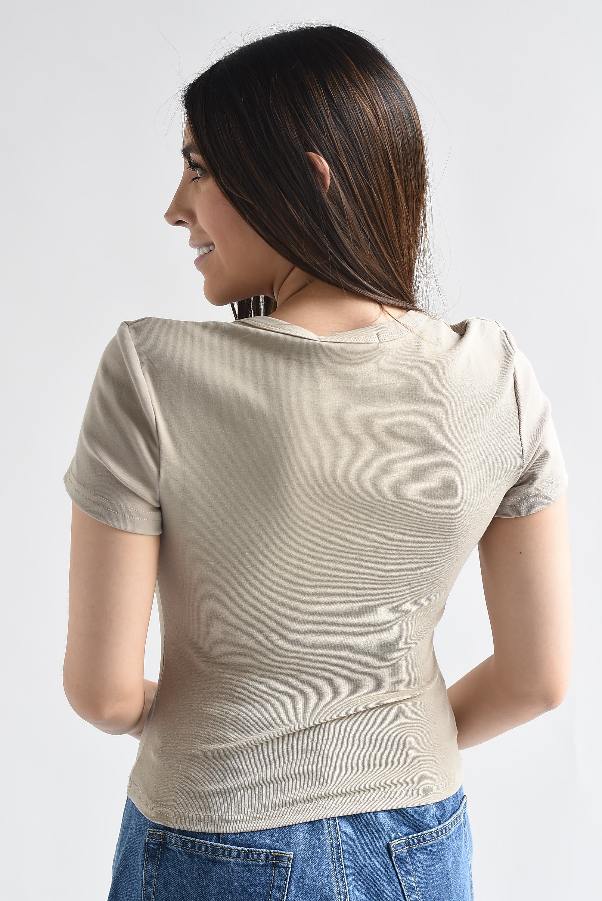 T-Shirt crop cuello V