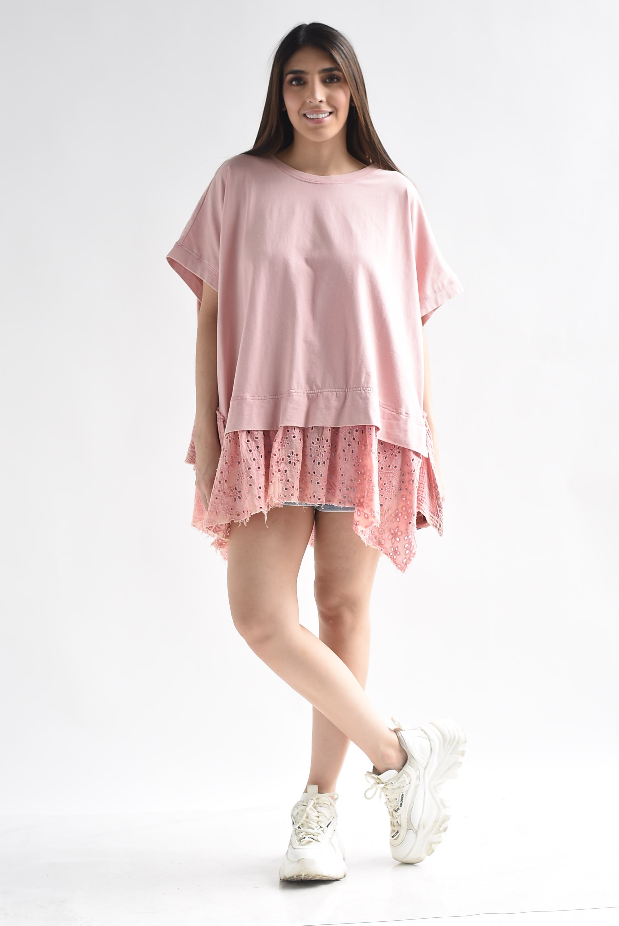 T-Shirt oversize olán calado