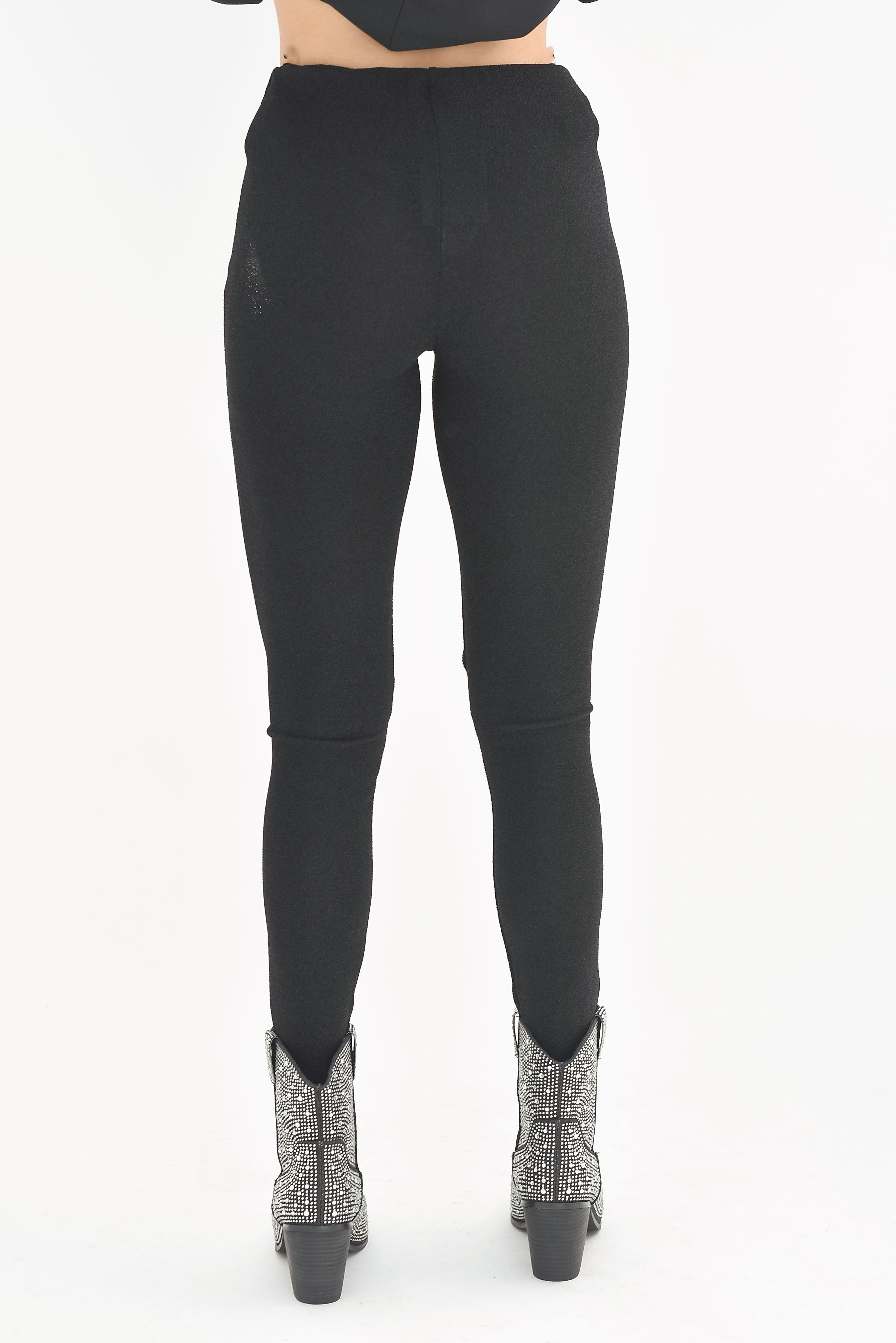 Leggings glitter y mesh Negro