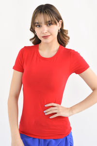 Fashion Styled T-Shirt básica cuello redondo Roja