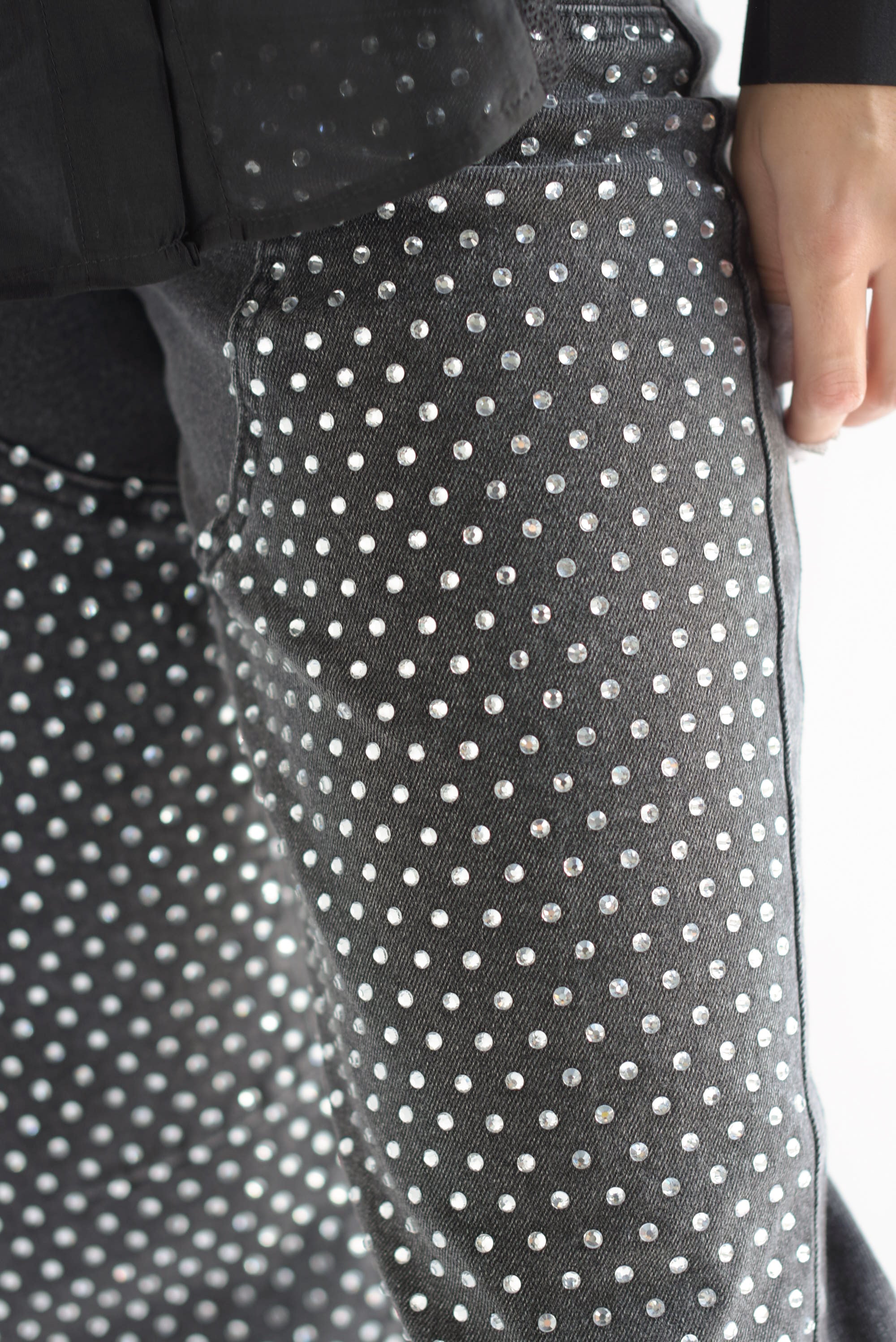 Jeans barrel brillos Negro