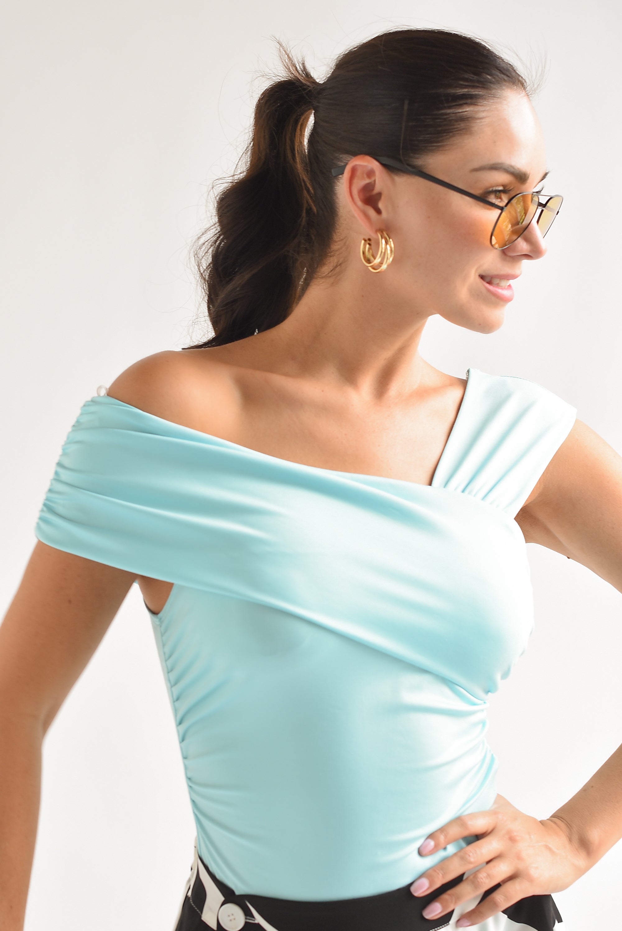 Body licra asimétrico Azul