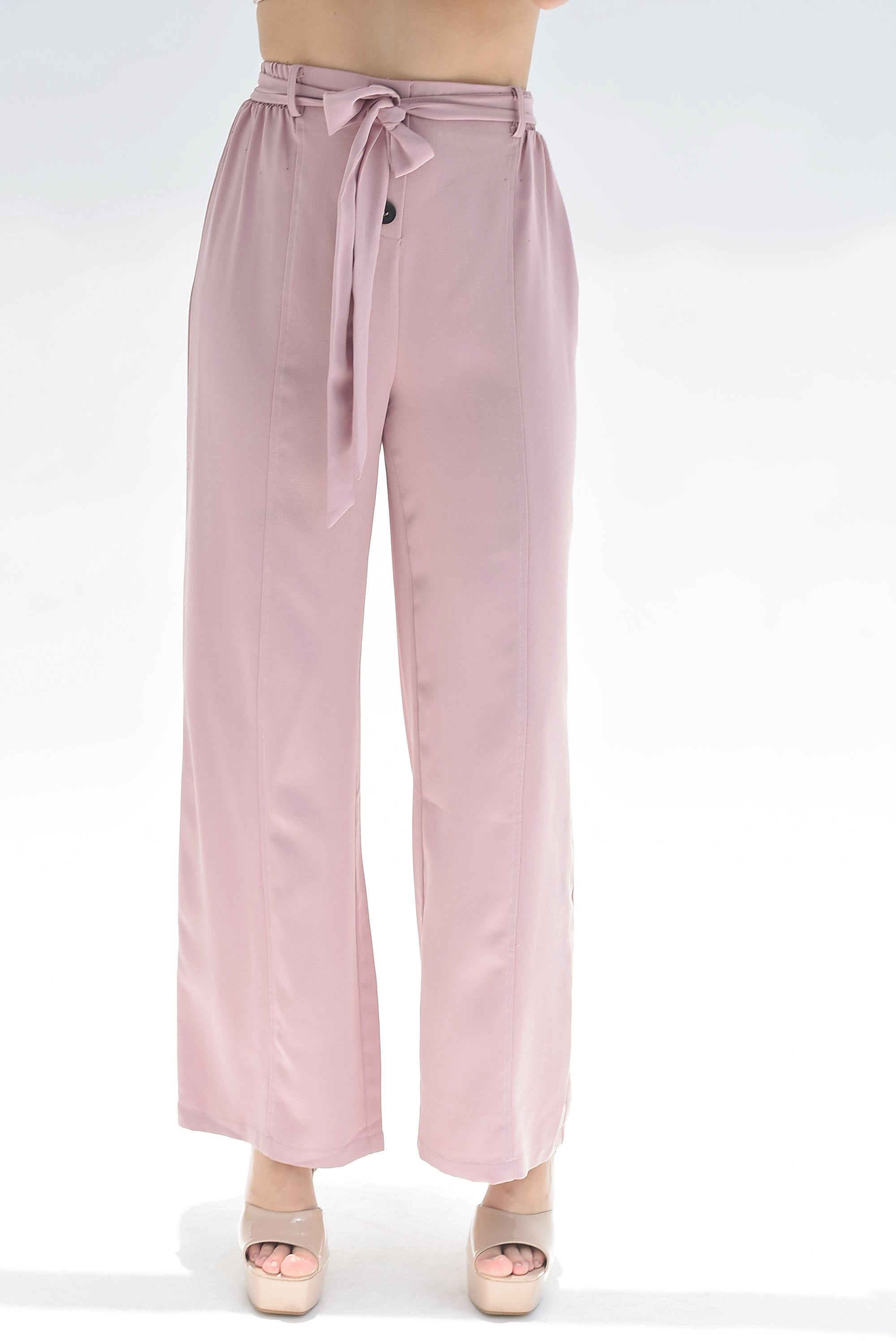 Pantalón pierna botones cinta Rosa palo