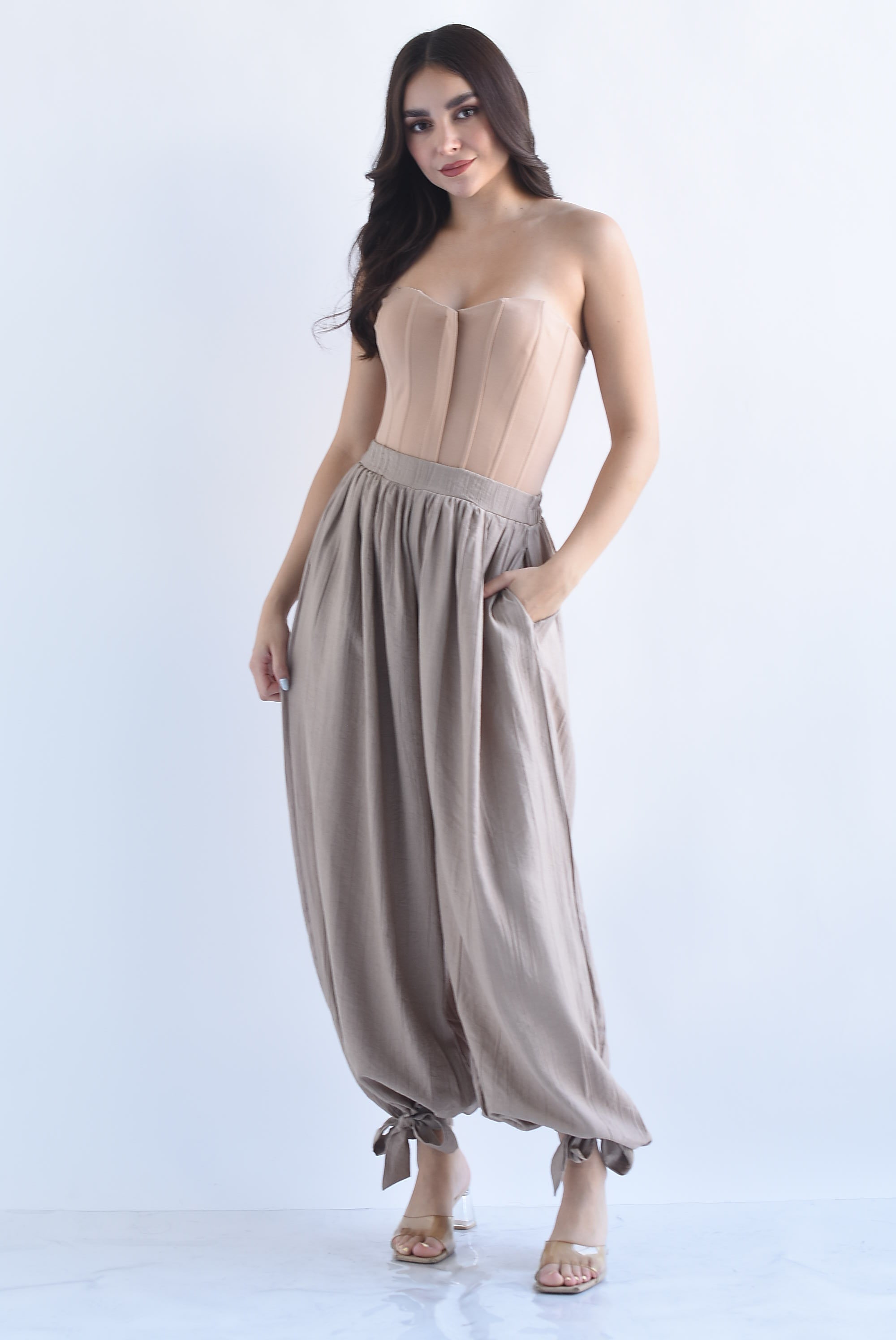 Pantalón globo texturizado