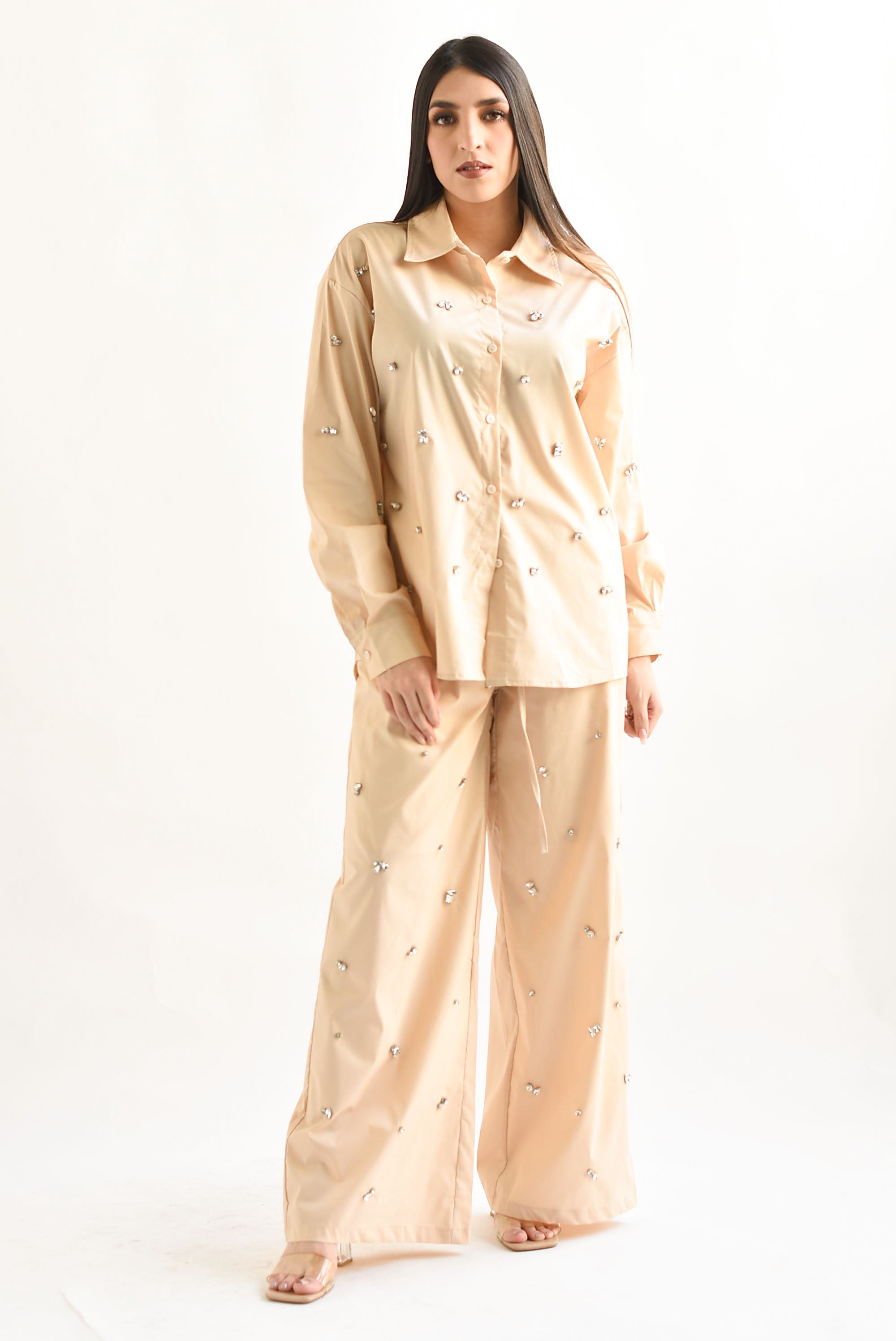 Set Pantalón y Camisa joya Beige