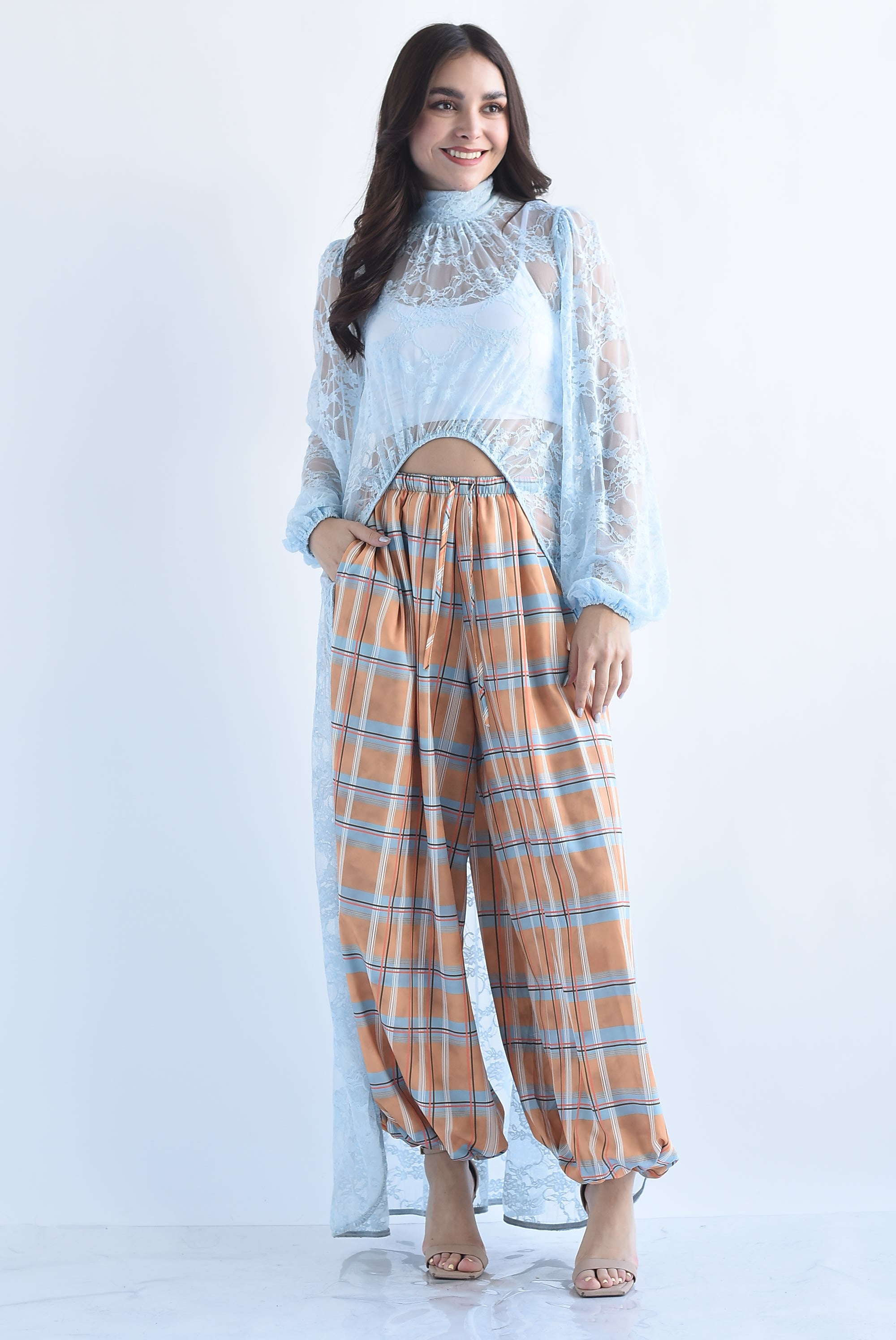 Pantalón globo cuadros