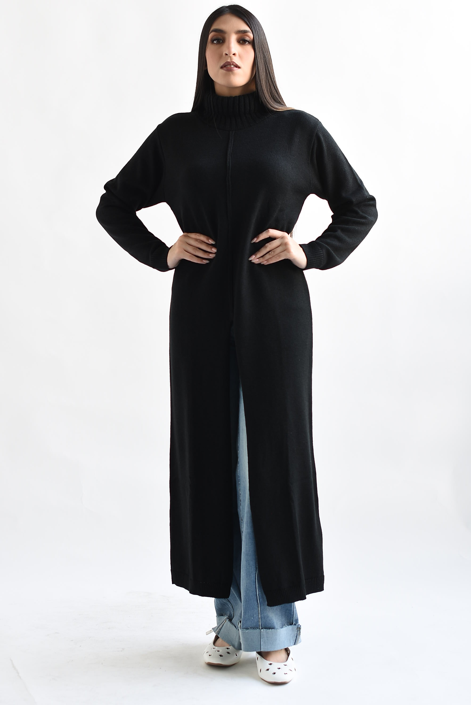 Sweater Maxi cuello Negro