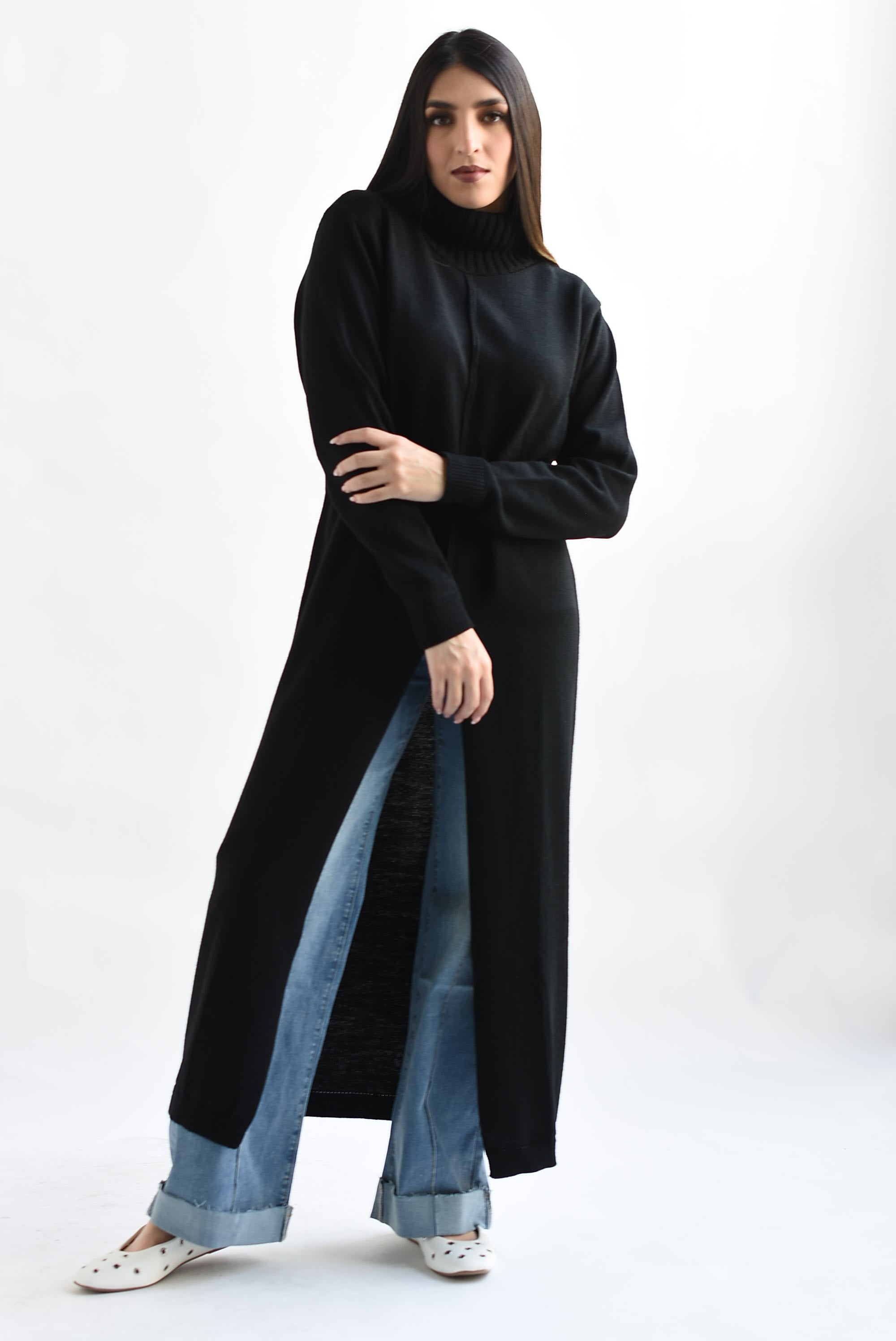 Sweater Maxi cuello Negro