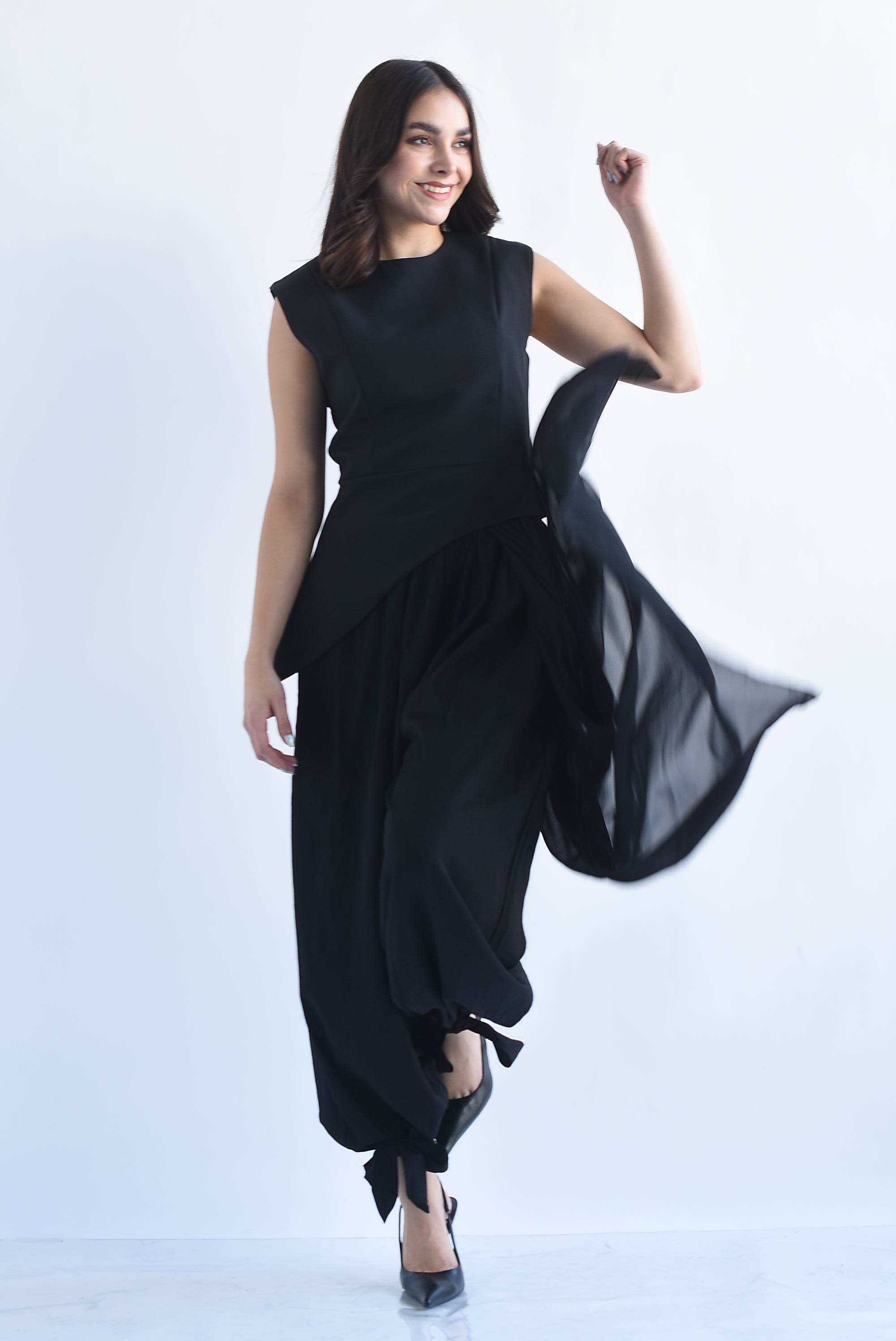 Blusa asimétrica cauda gasa