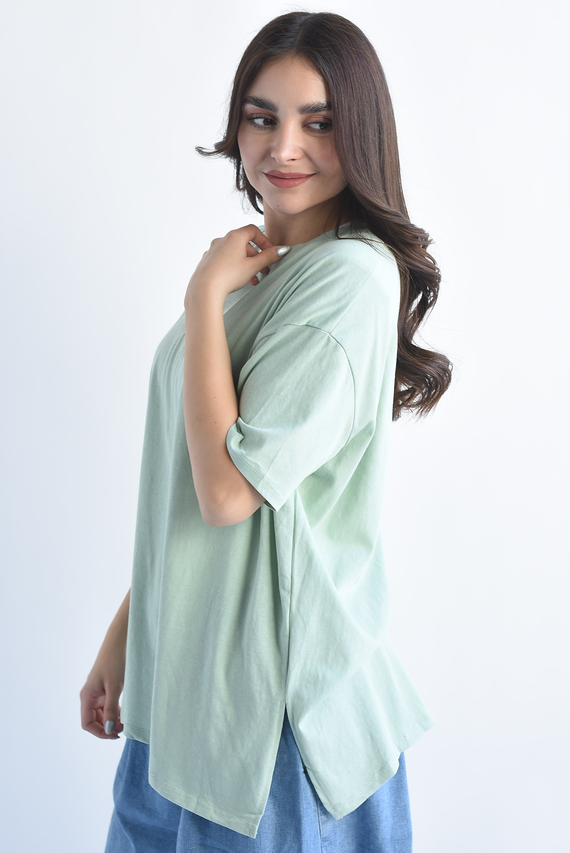 T-Shirt básica abertura lateral