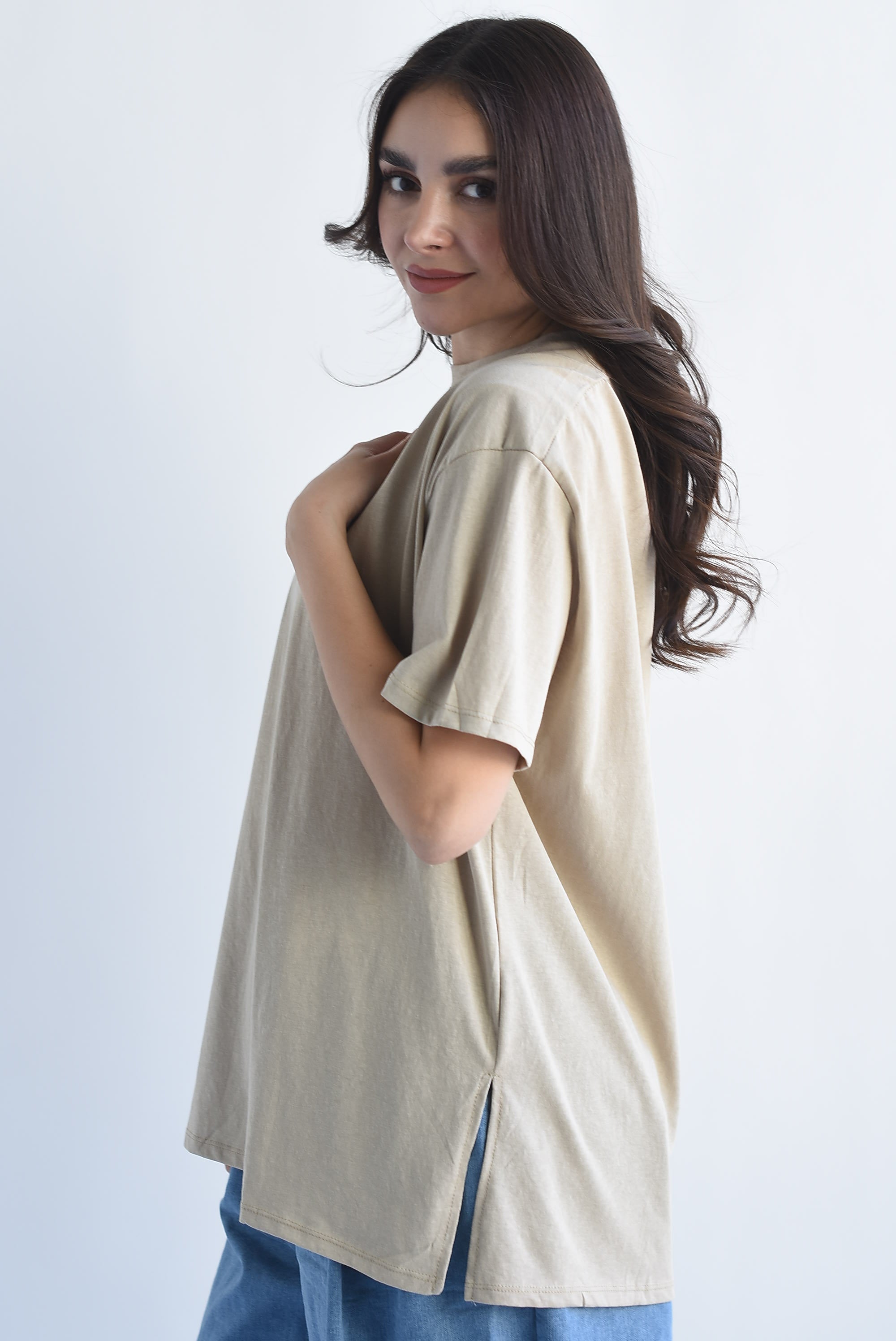 T-Shirt básica abertura lateral