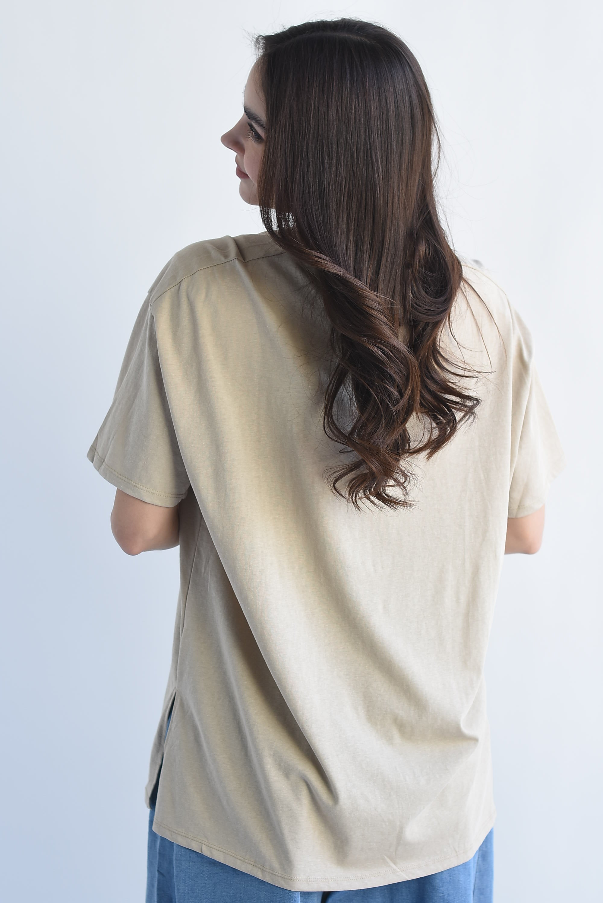 T-Shirt básica abertura lateral