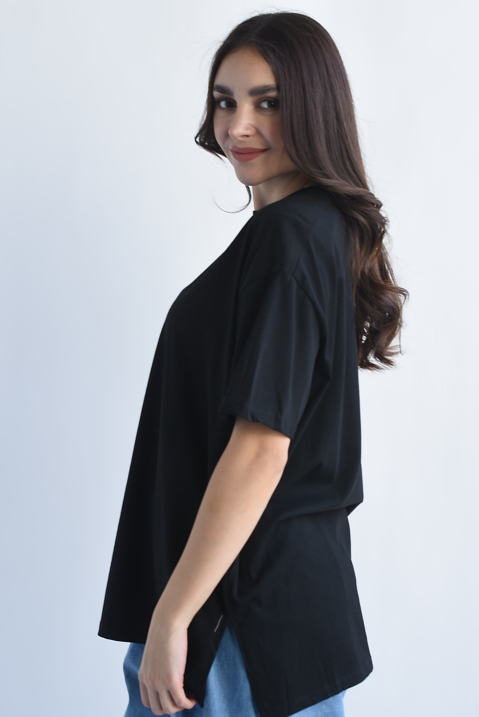 T-Shirt básica abertura lateral