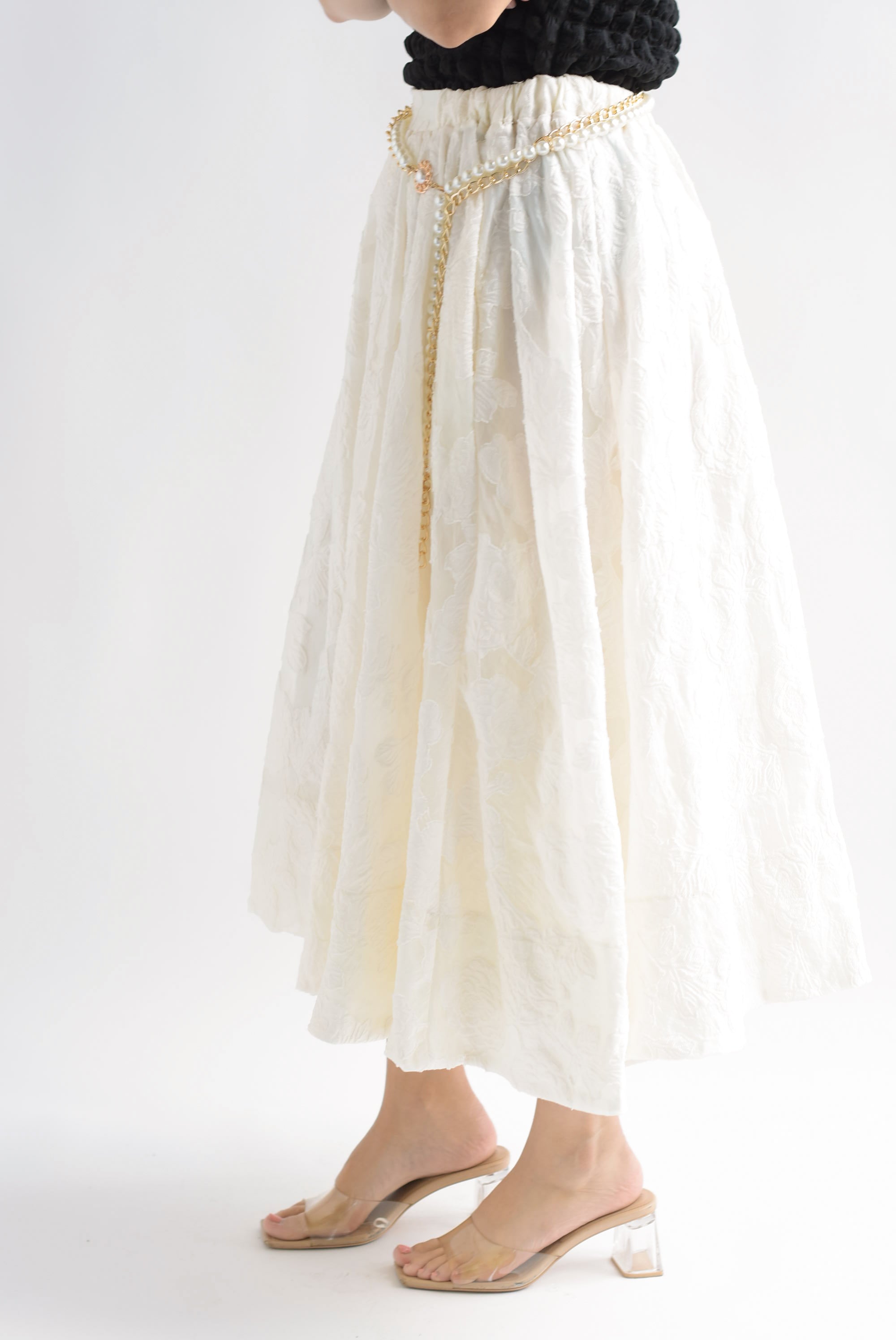 Falda texturizada flores Blanco