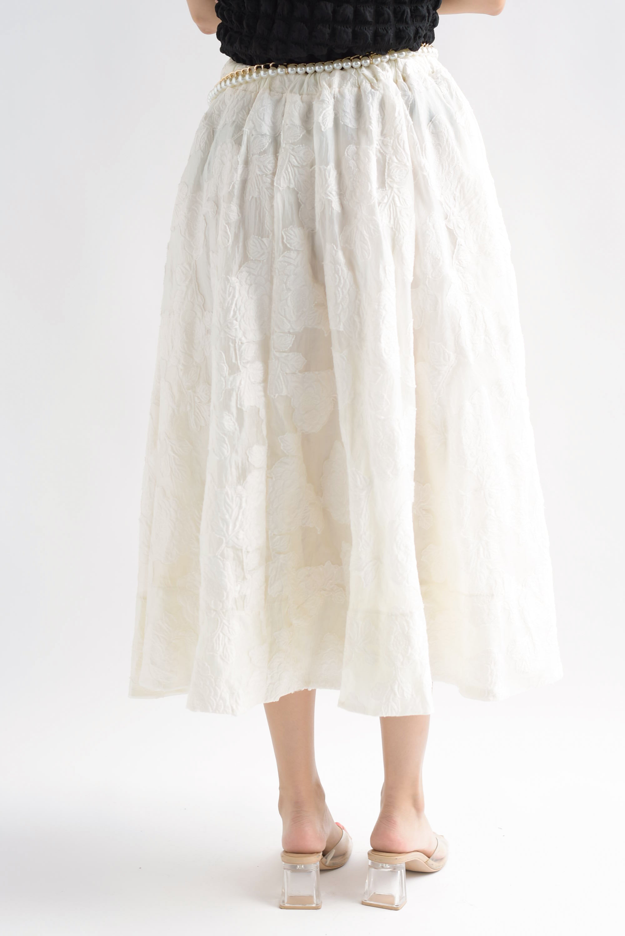 Falda texturizada flores Blanco