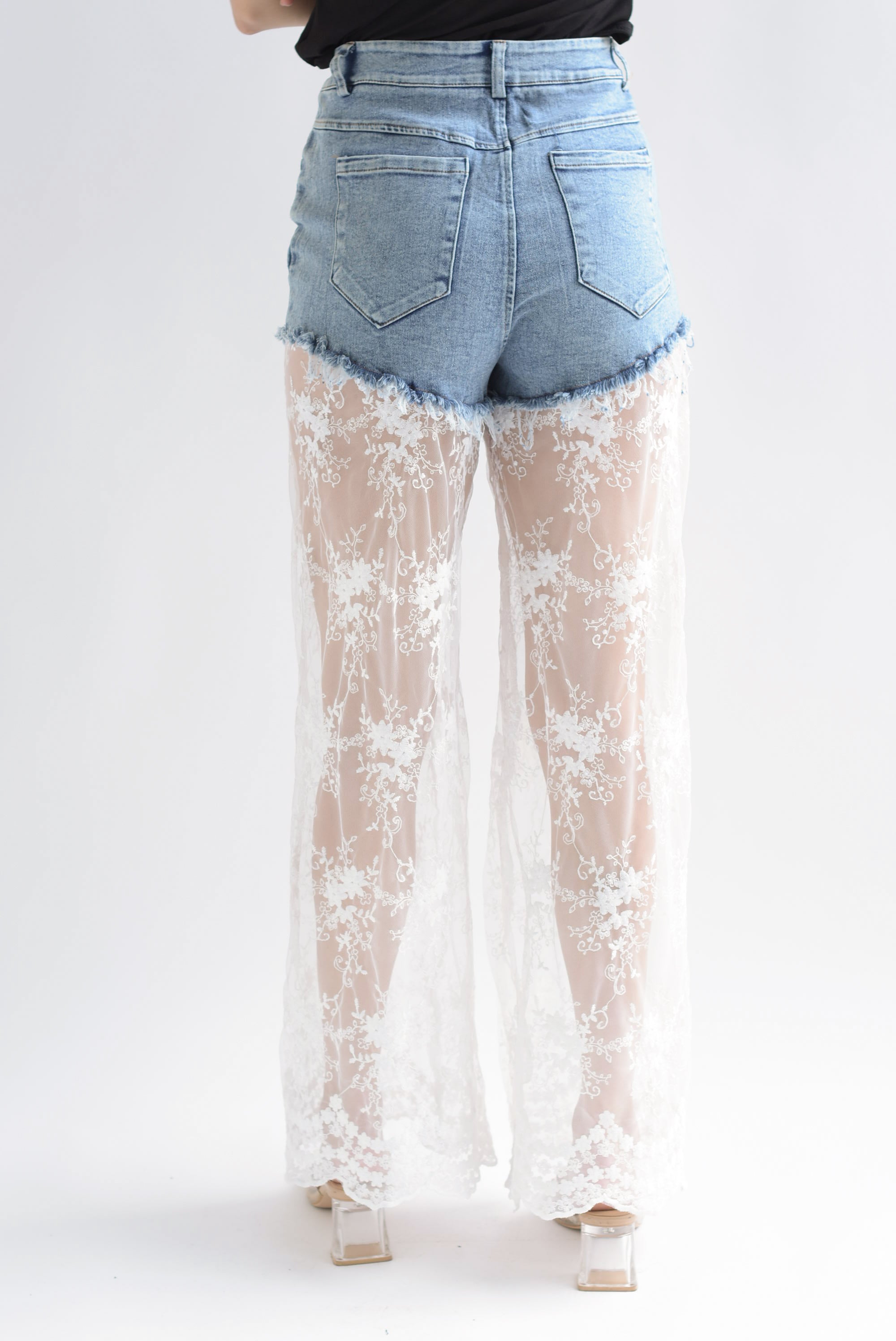 Jeans piernas encaje tulle Denim