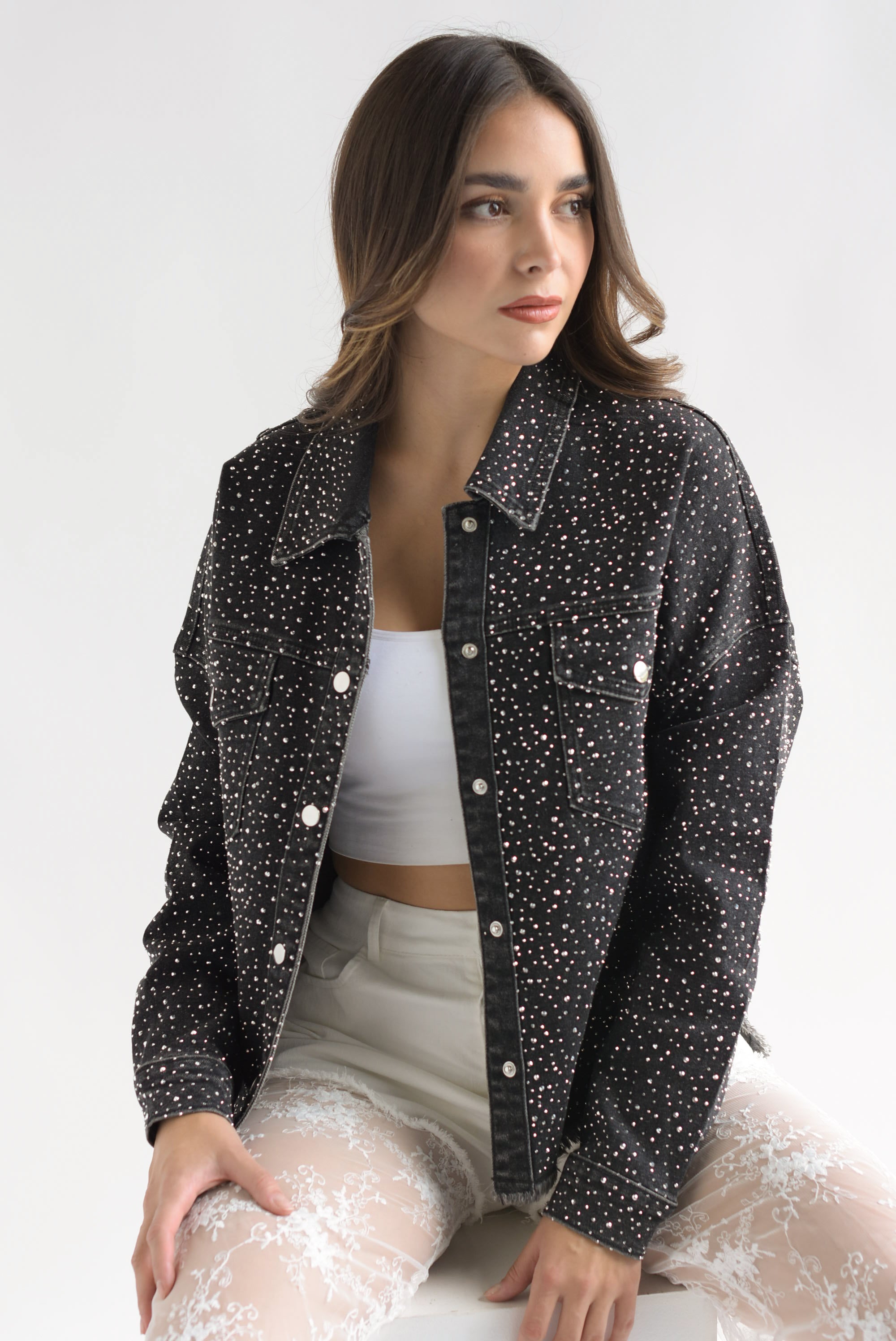 Shacket brillos Denim Negro
