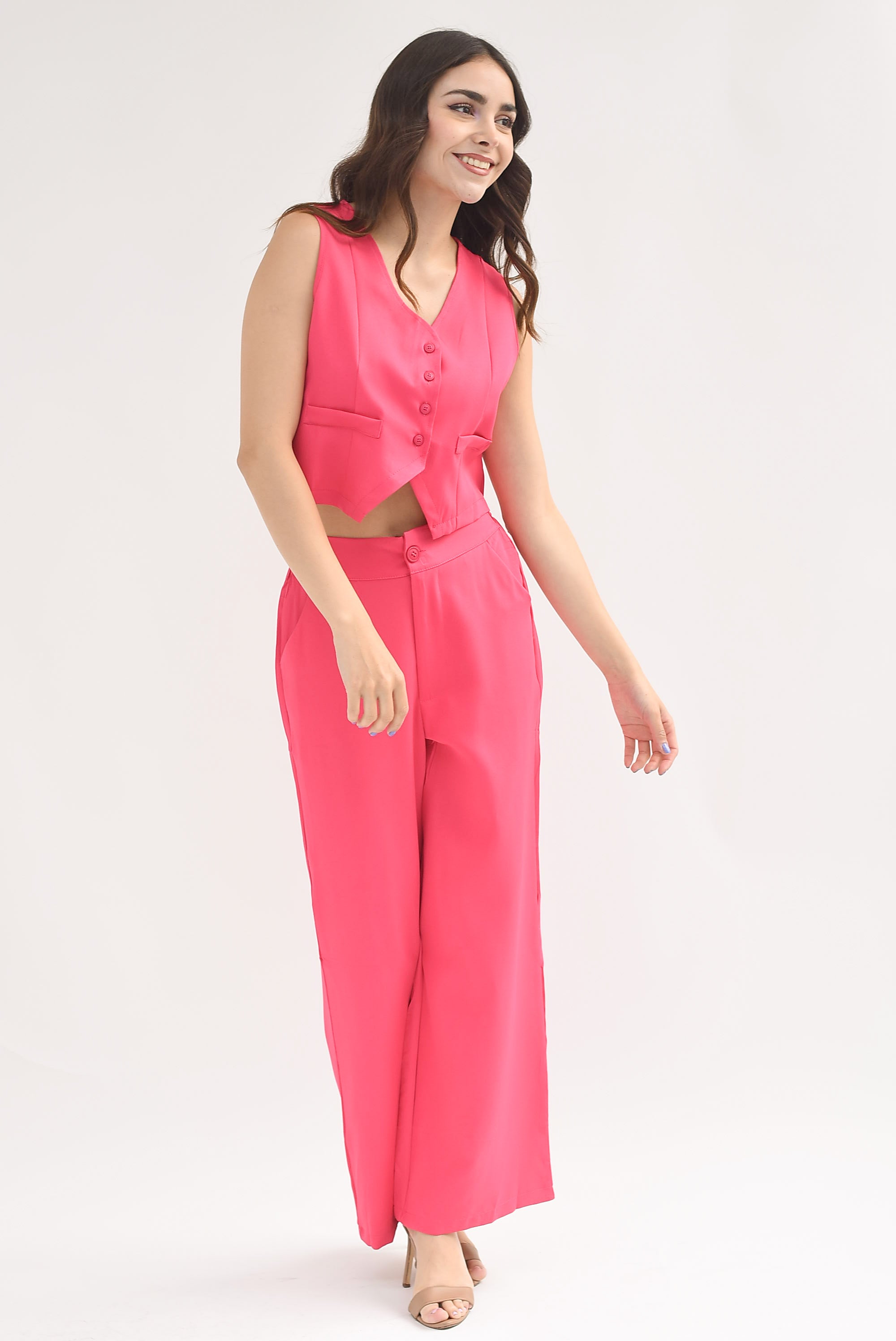 Set Pantalón pierna ancha y Chaleco Fiusha