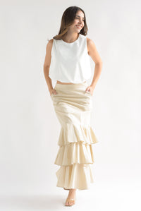 Fashion Styled Falda larga olanes Beige