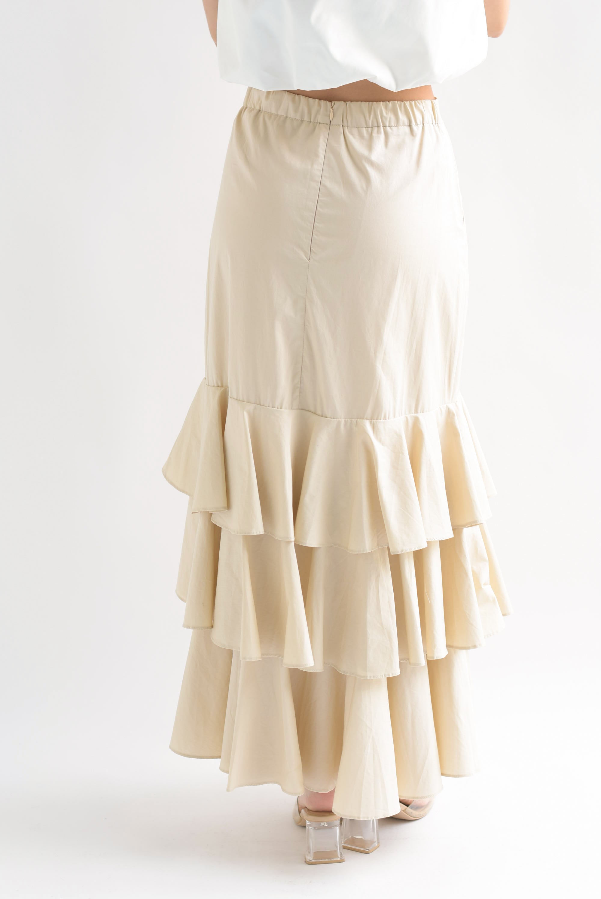 Falda larga olanes Beige