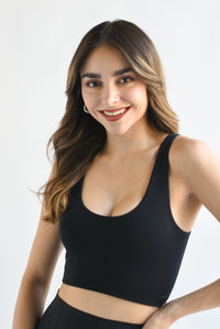 Fashion Styled Top tirante grueso doble Negro