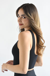 Fashion Styled Top tirante grueso doble Negro
