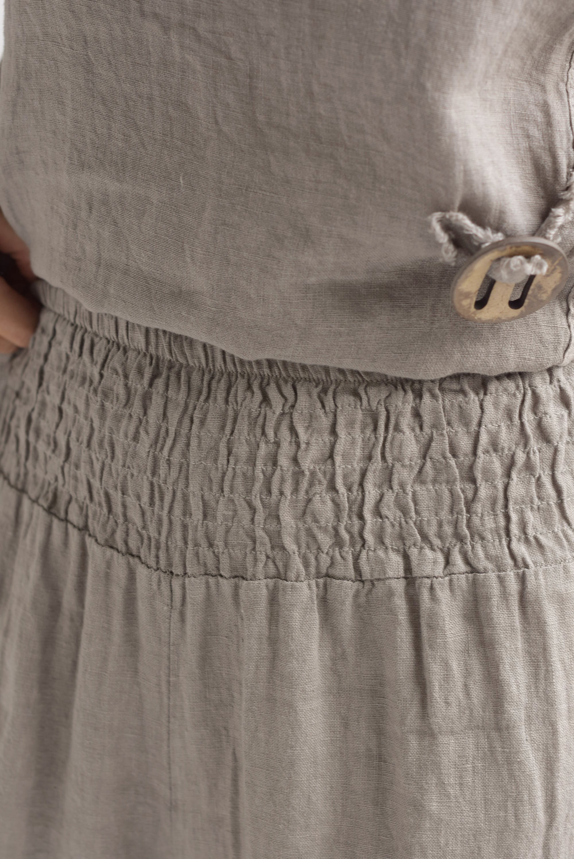 Set Pantalón wide y Maxi blusa lino italiano Gris