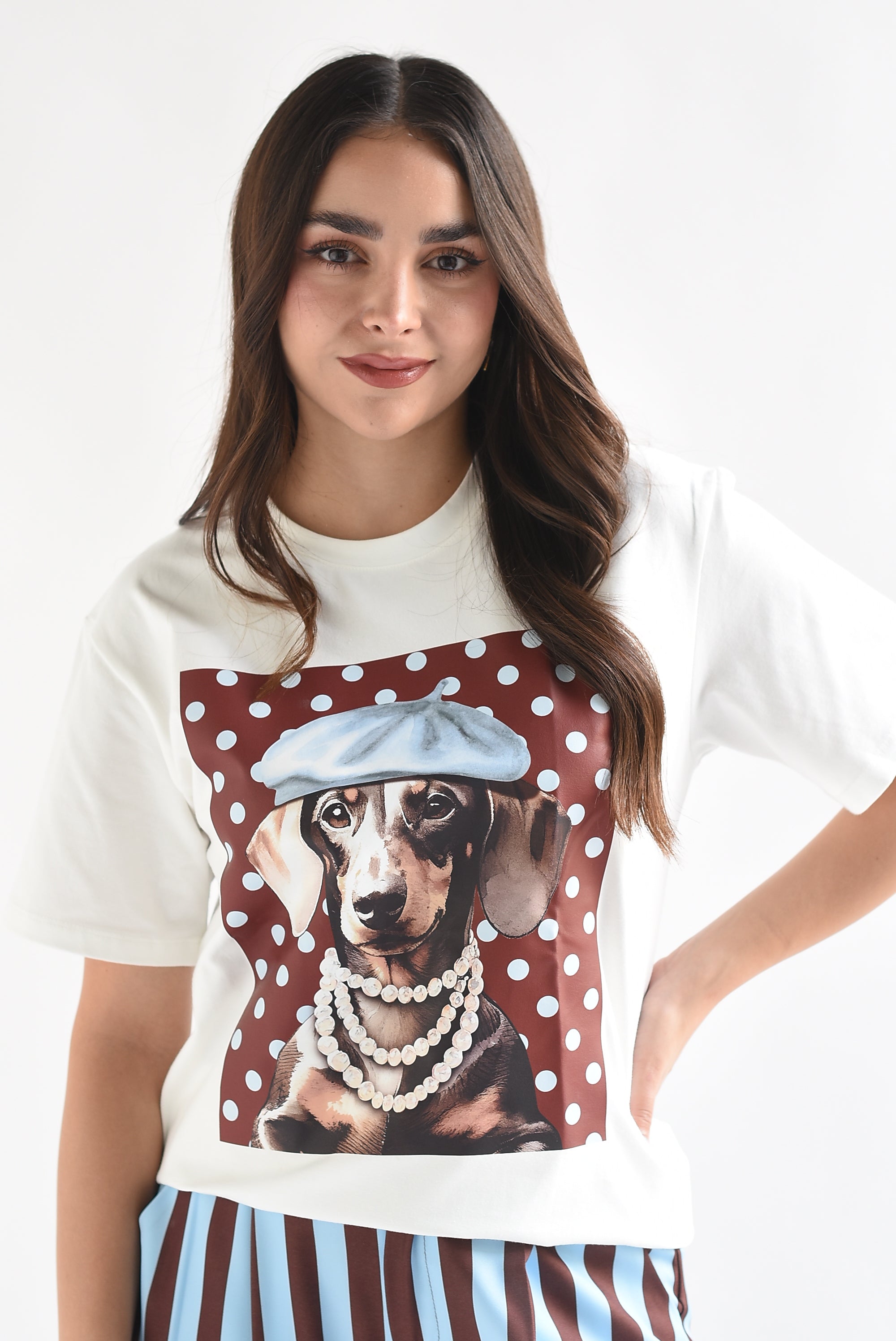 T-Shirt perro boina polka dots