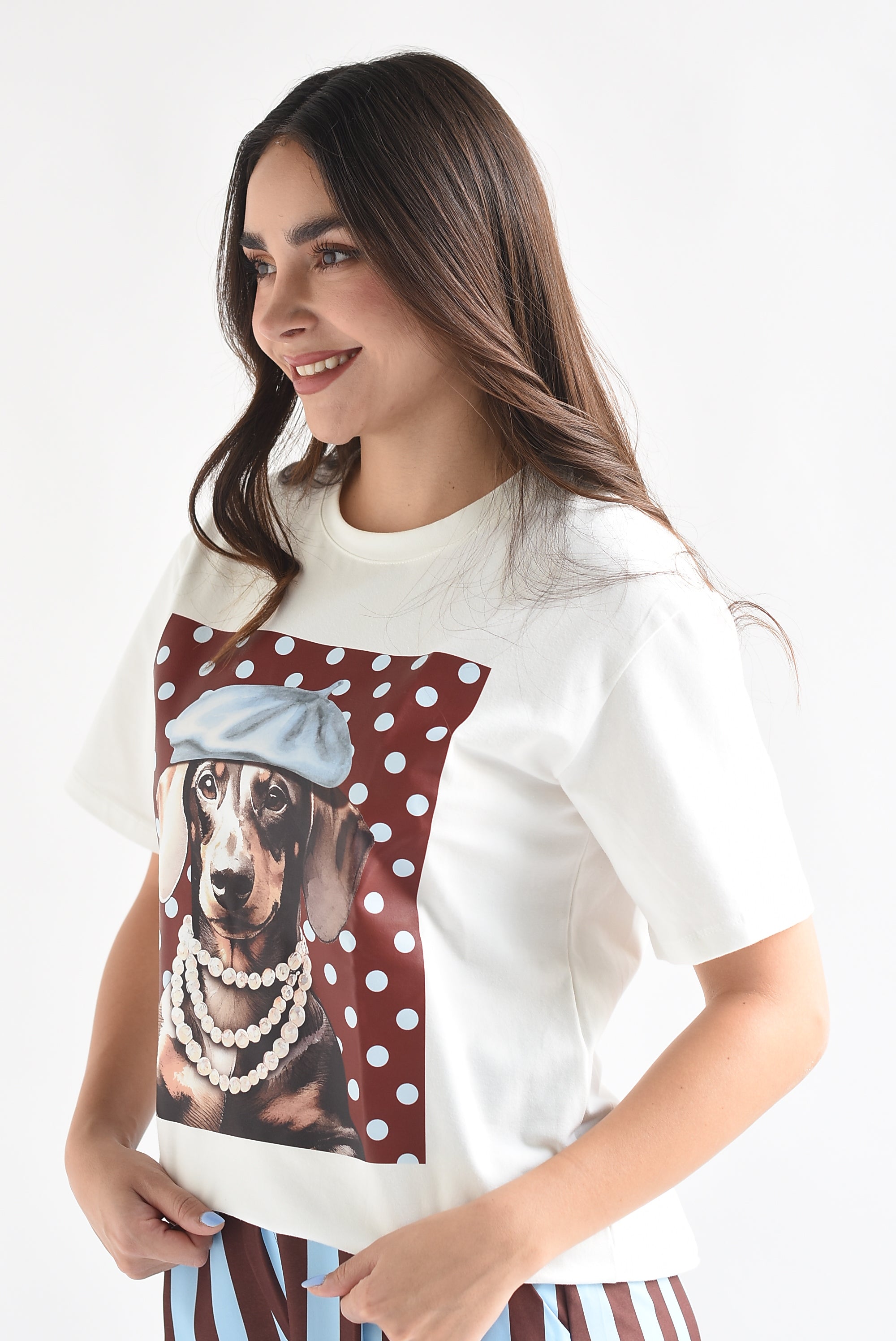 T-Shirt perro boina polka dots