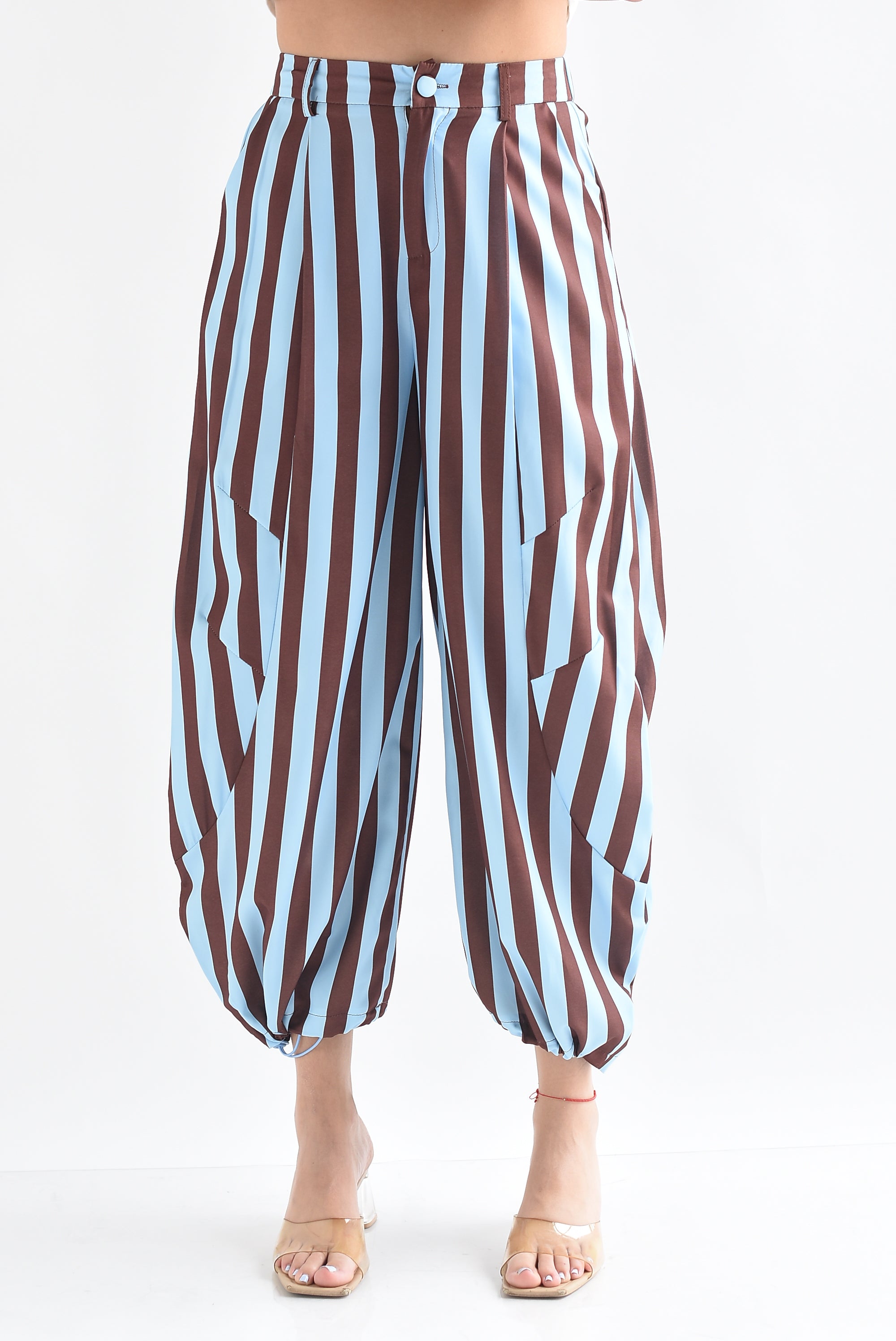 Pantalón barrel rayas bitono