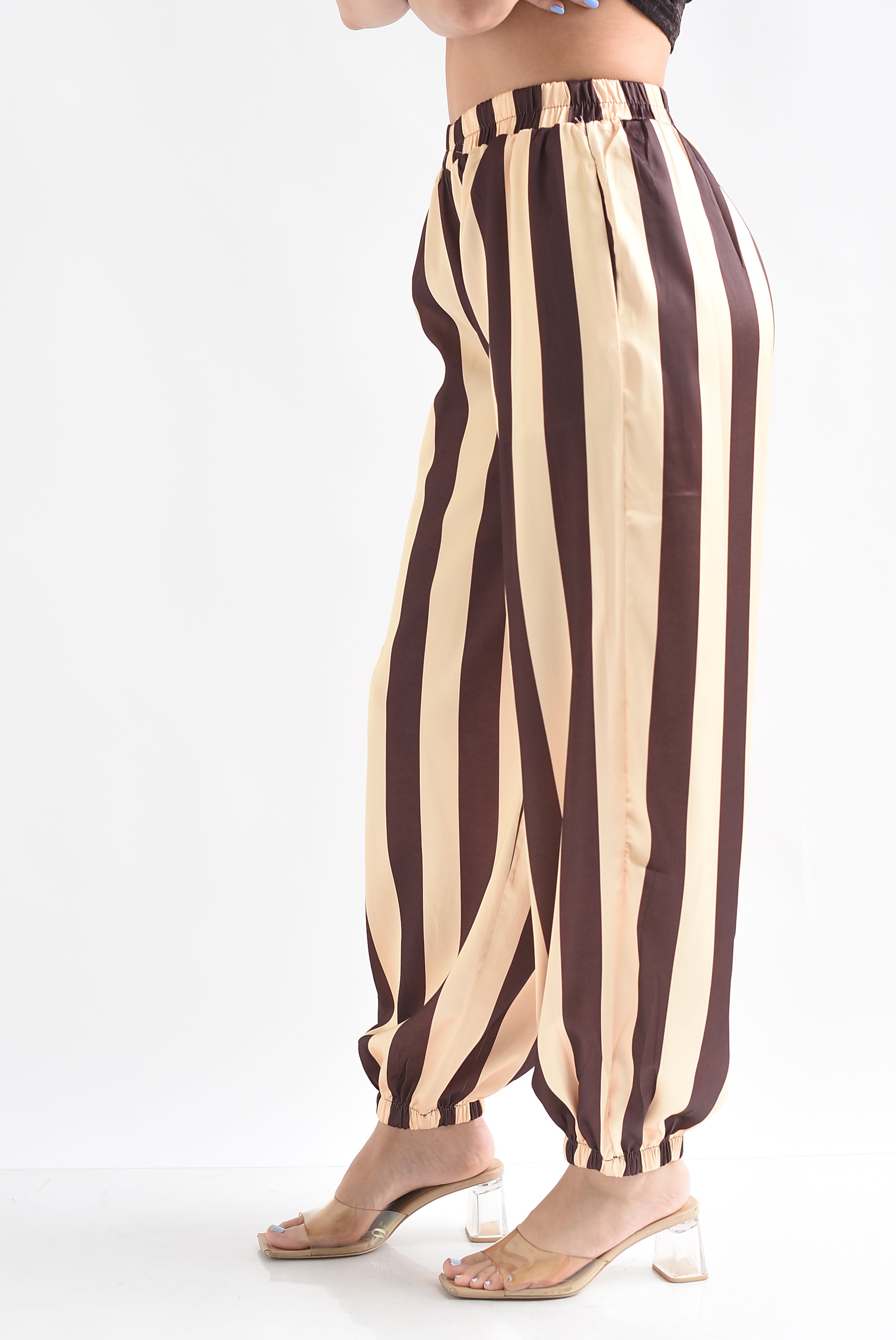 Pantalón globo rayas bitono
