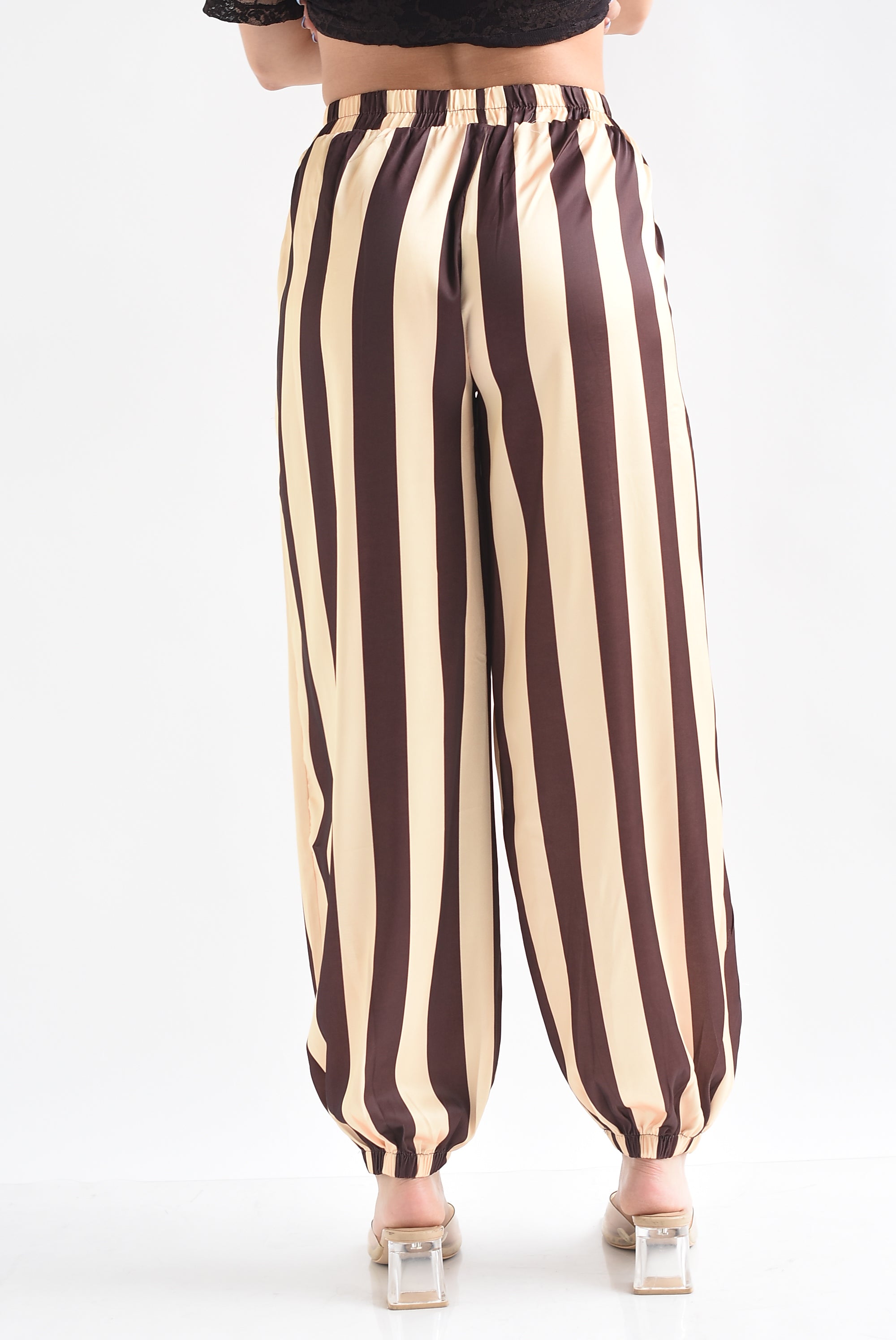 Pantalón globo rayas bitono