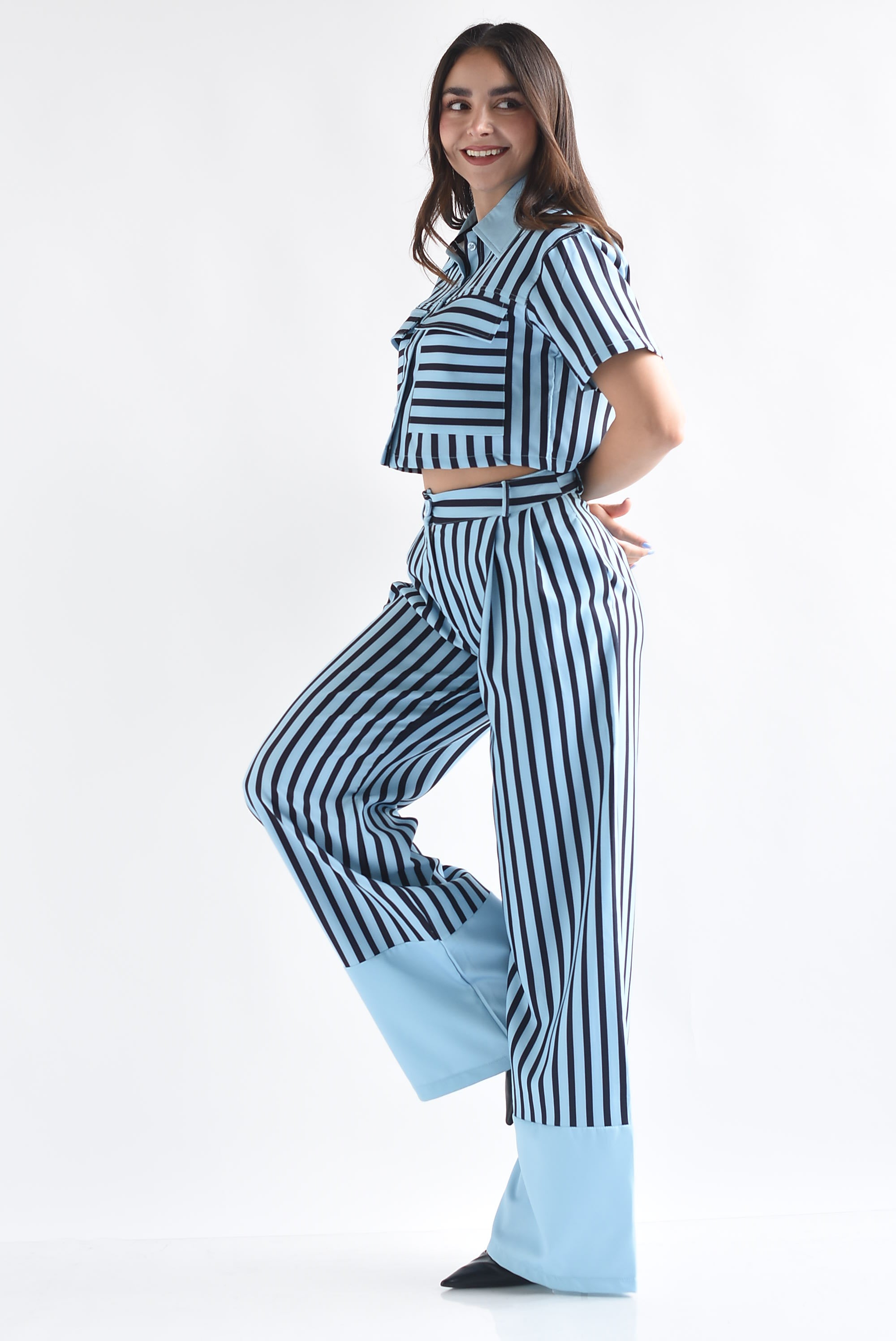 Set Pantalón y Blusa cargo rayas