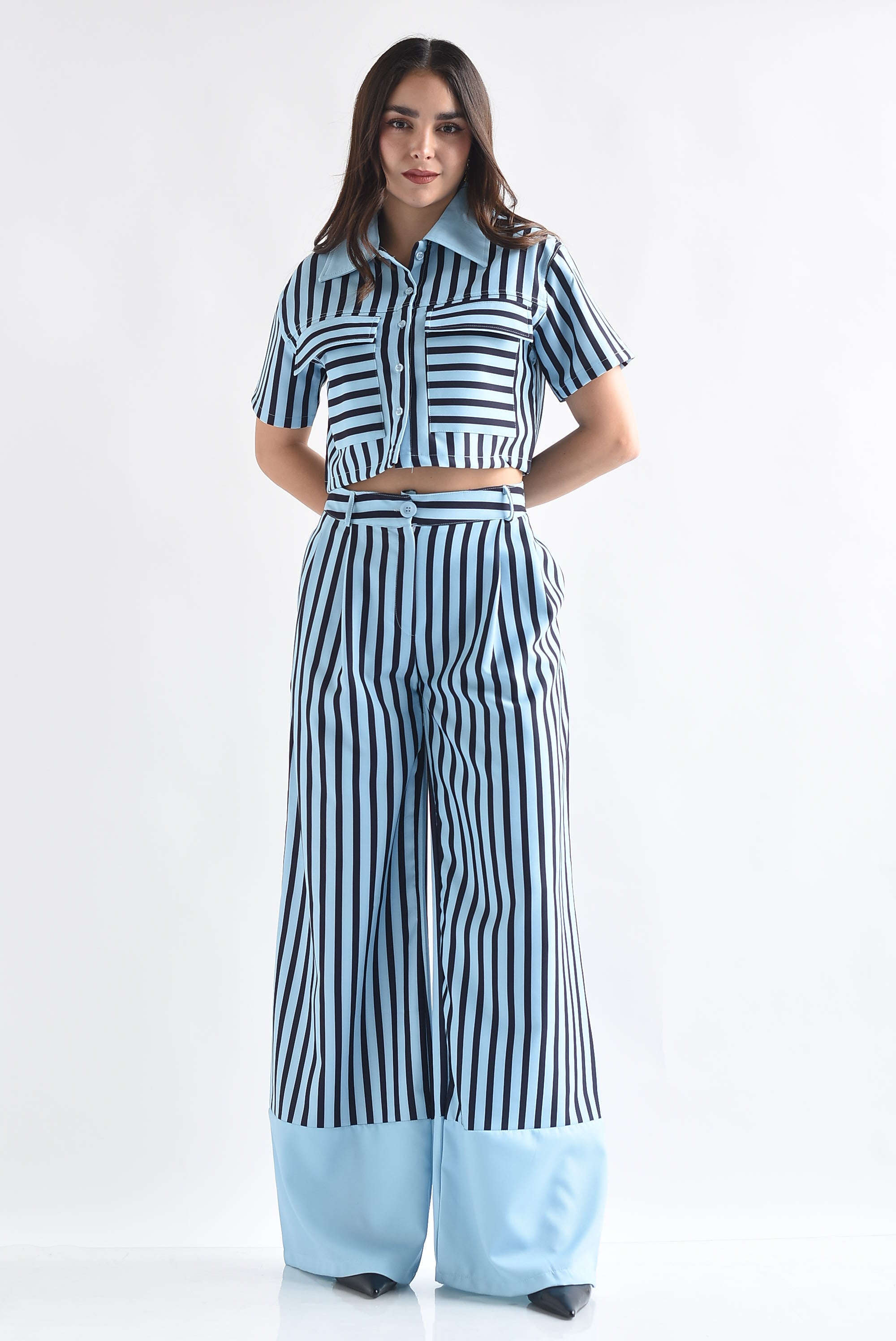 Set Pantalón y Blusa cargo rayas