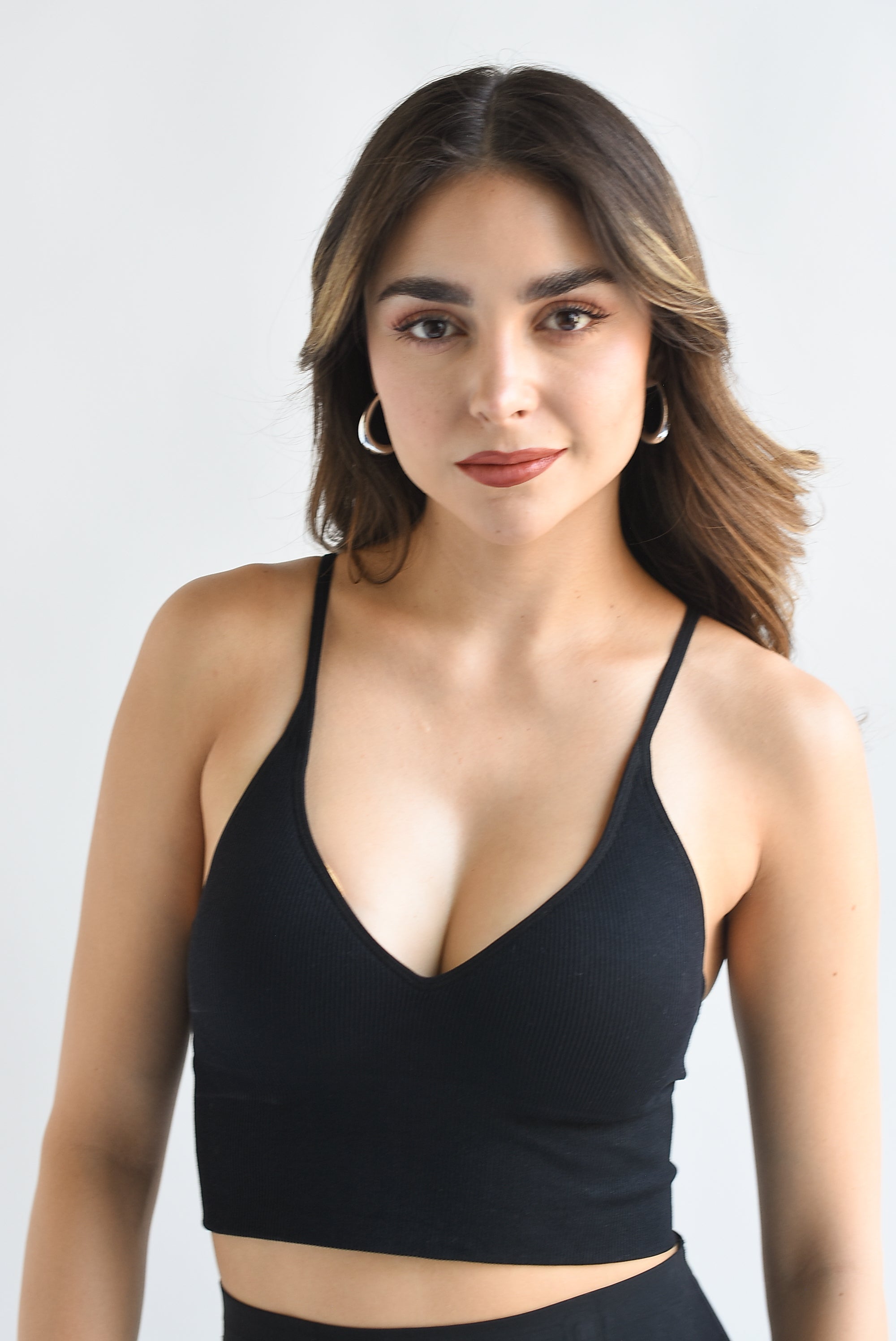 Top Underwear copas V Negro