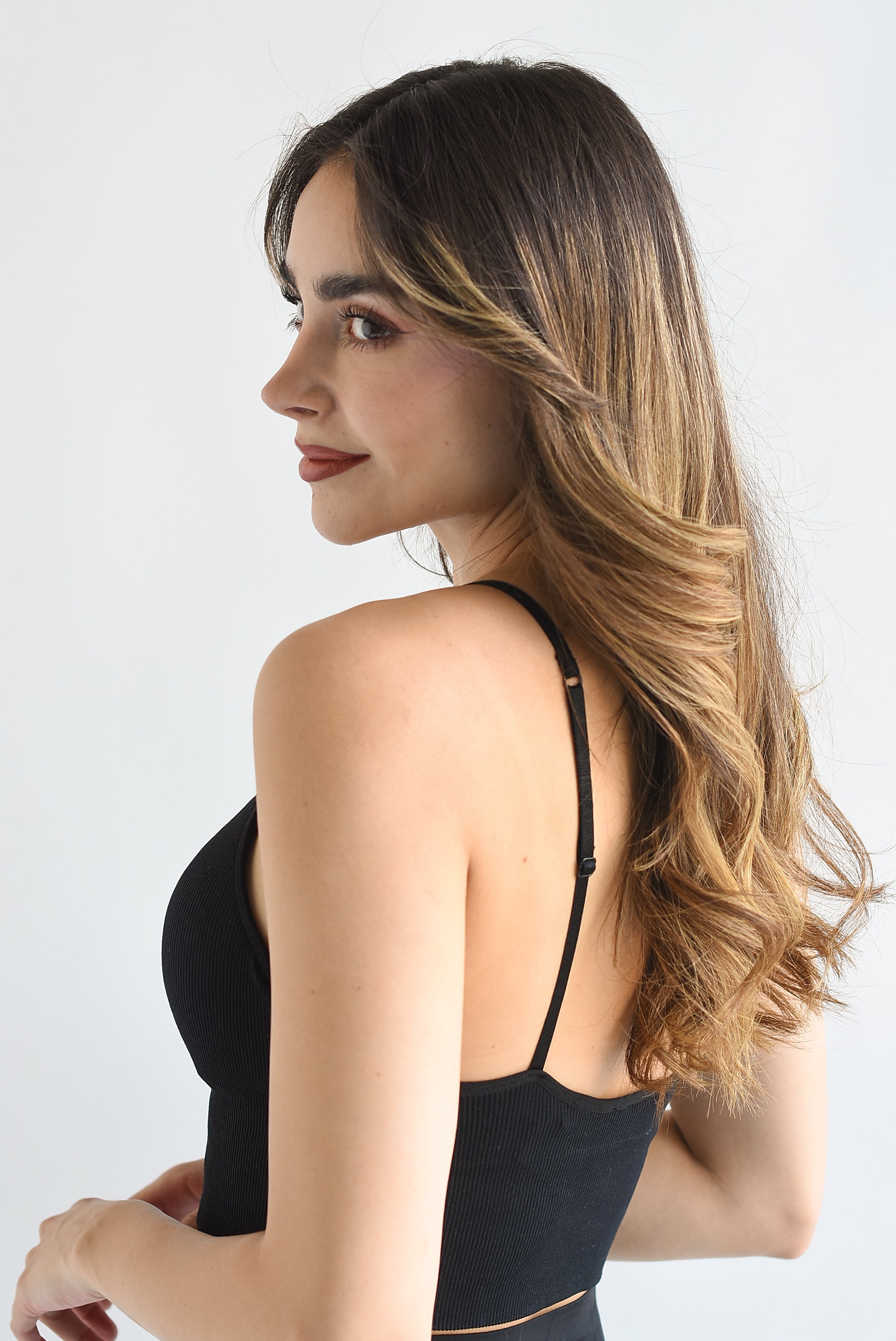 Top Underwear copas V Negro