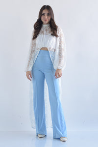 Fashion Styled Pantalón pierna ancha y cintura alta Azul Baby